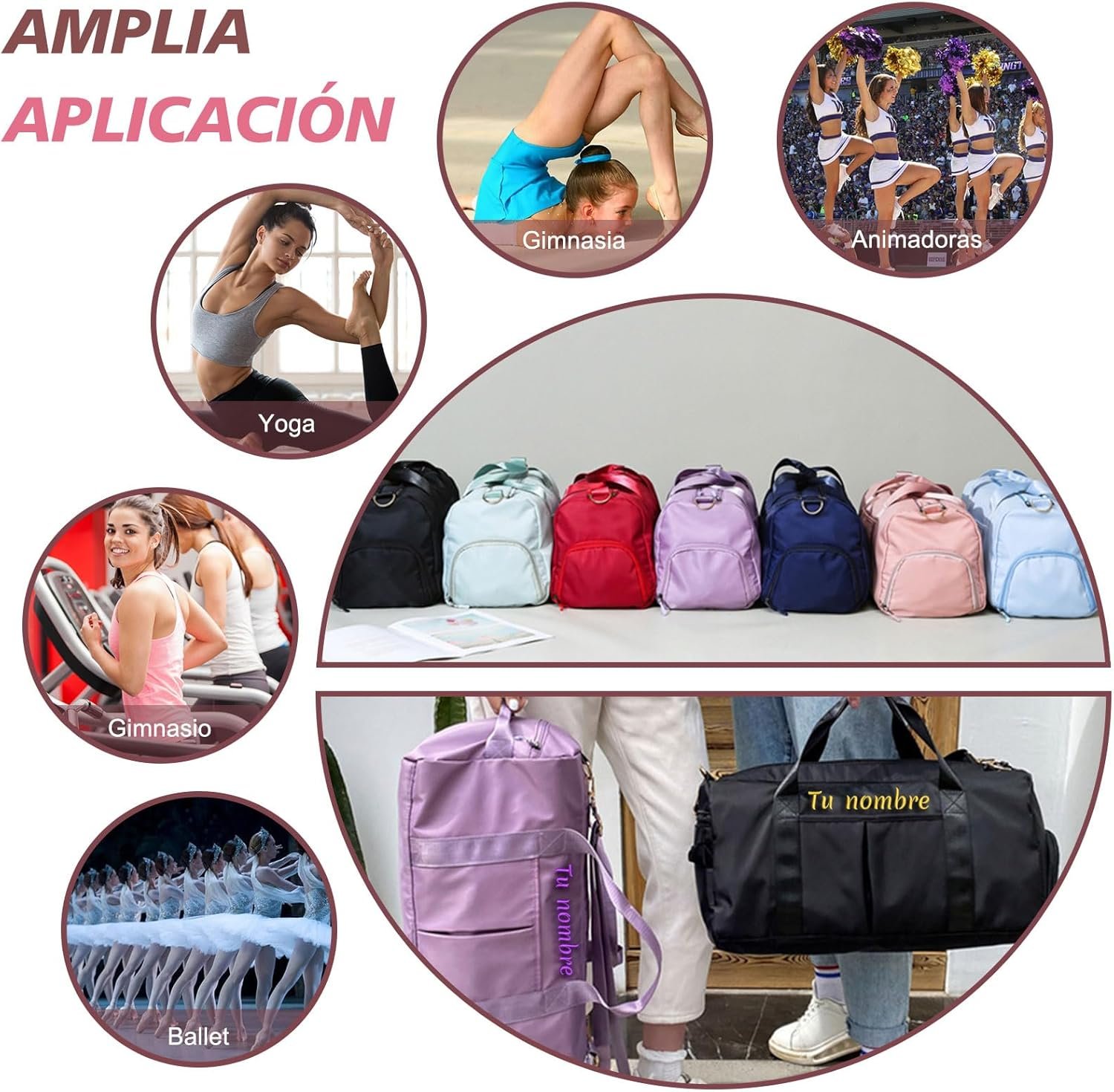 Custom Logo Embroidered Gym Duffel Bag - Private Label Personalized Sports Travel Overnight Bag with Waterproof Shoe Compartment Wet/Dry Pockets and Adjustable Strap - Manufacturer