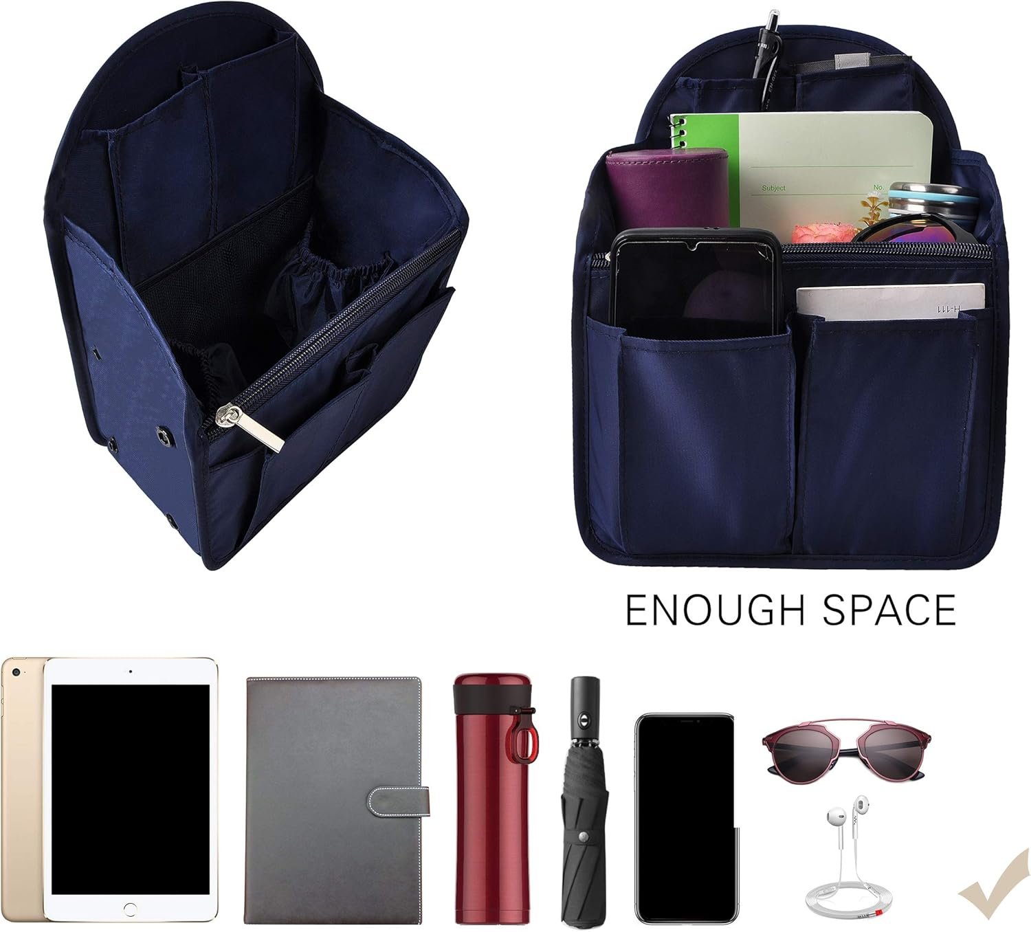 Custom Logo Backpack Organizer Insert Liner Private Label Hanging Travel Bag in Bag with Many Pockets from Factory Custom Logo Backpack Organizer Insert Liner Private Label Hanging Travel Bag in Bag with Many Pockets from Factory