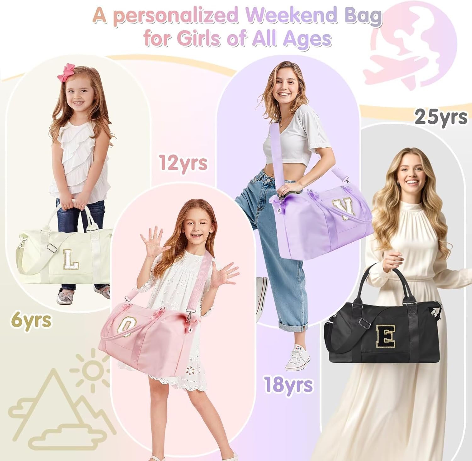 Private Label Dance Gym Duffel Bag for Teen Girls Personalized Initial Travel Weekender for Women Sports Cheer Overnight Carry On Custom Logo Monogram Christmas Gifts for Tween Preppy Black-A Manufacturer