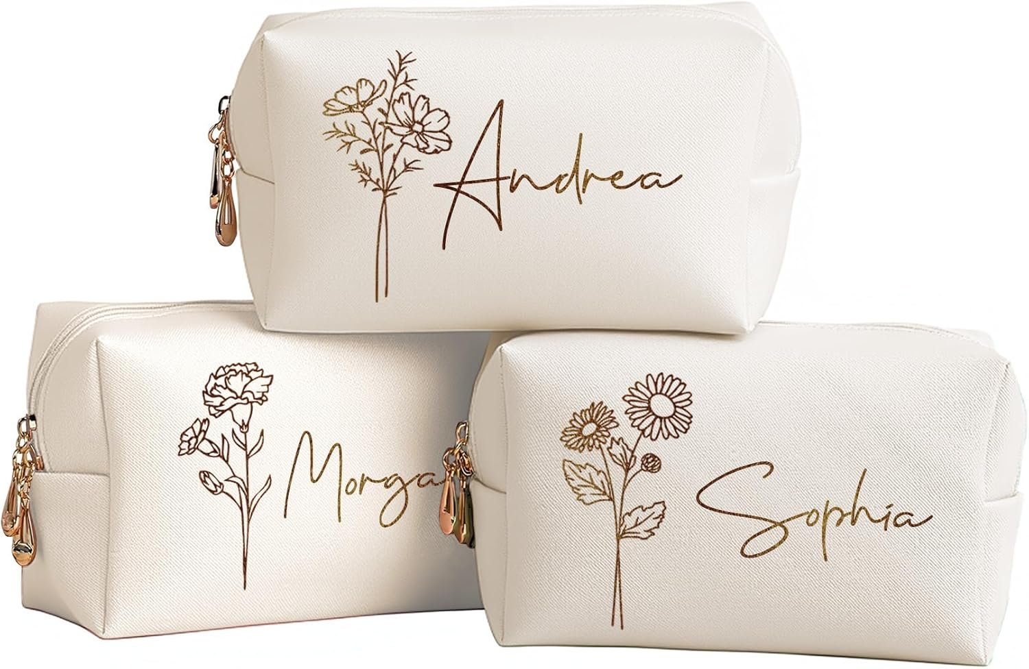 Custom Logo Personalized Name Makeup Bag Private Label for Bridesmaid Bridal Shower Wedding Gifts Toiletry Cosmetic Bag Manufacturer for Best Friend Birthday Gifts
