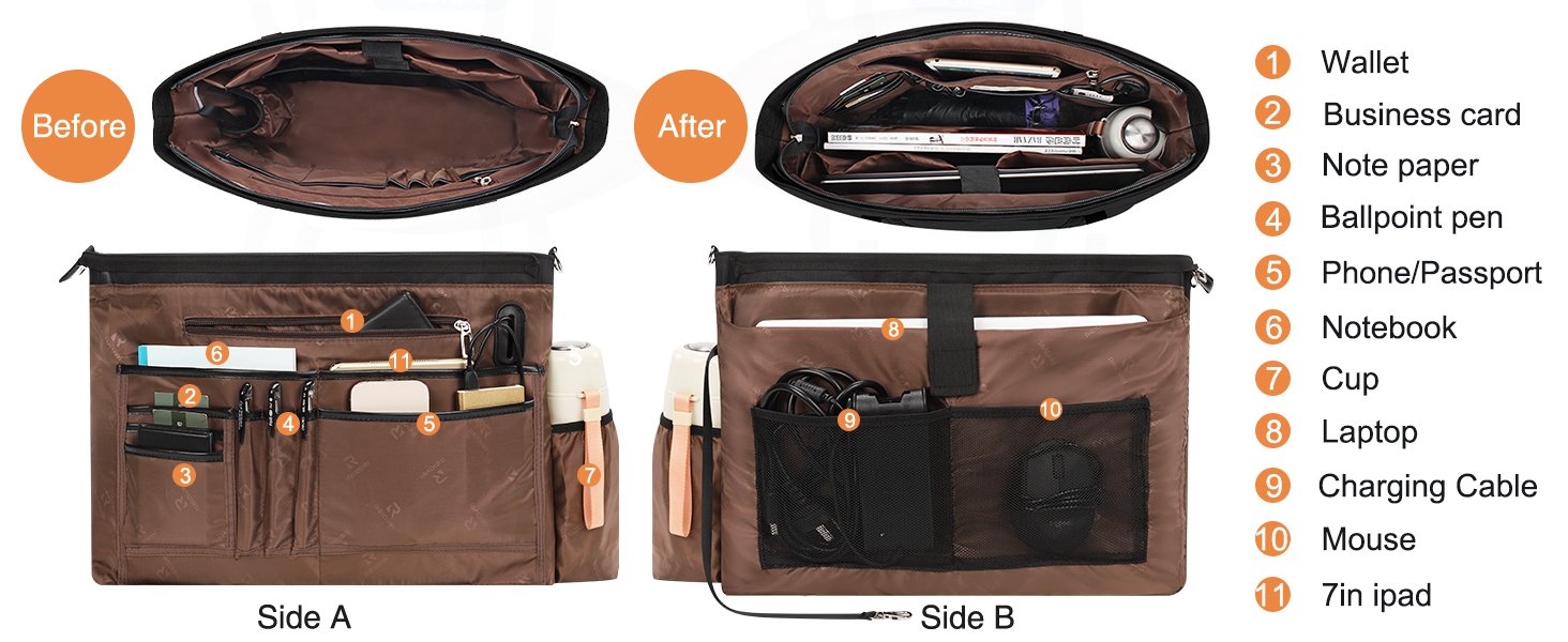 Custom Logo 17 Inch Laptop Tote Bag for Women Manufacturer Teacher Business Work Bag with USB Port 15 Pockets Compartments Shoulder Straps Private Label