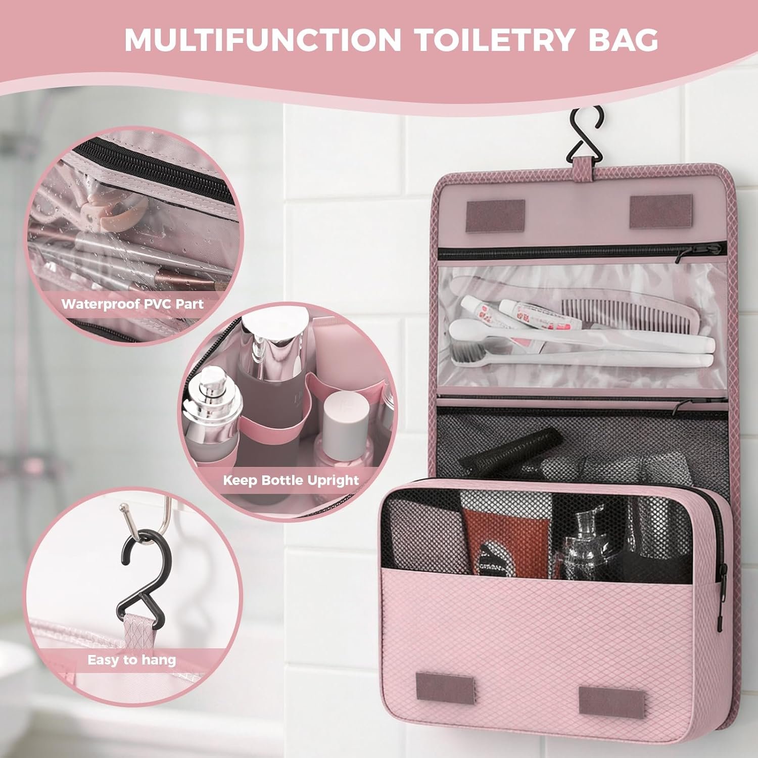 Private Label 8 Set Compression Packing Cubes for Pink Suitcase Travel Organizers with Laundry Bag and Custom Logo Hanging Toiletry Bag Airplane Road Cruise Luggage Essentials for Women from Manufacturer