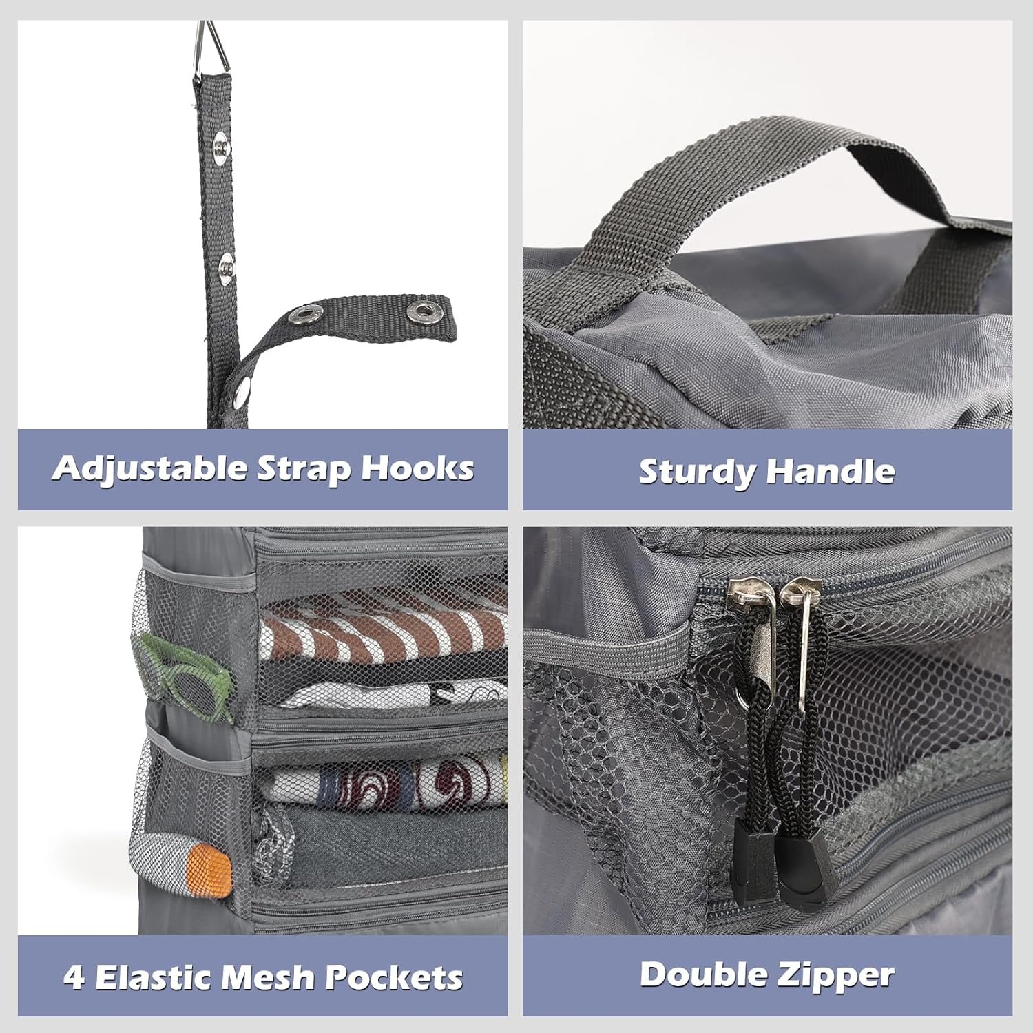 Private Label Portable Travel Hanging Luggage Suitcase Closet Organizer Custom Logo Multiple Compartments Collapsible Compression Packing Cubes Shelf Manufacturer LightGray M