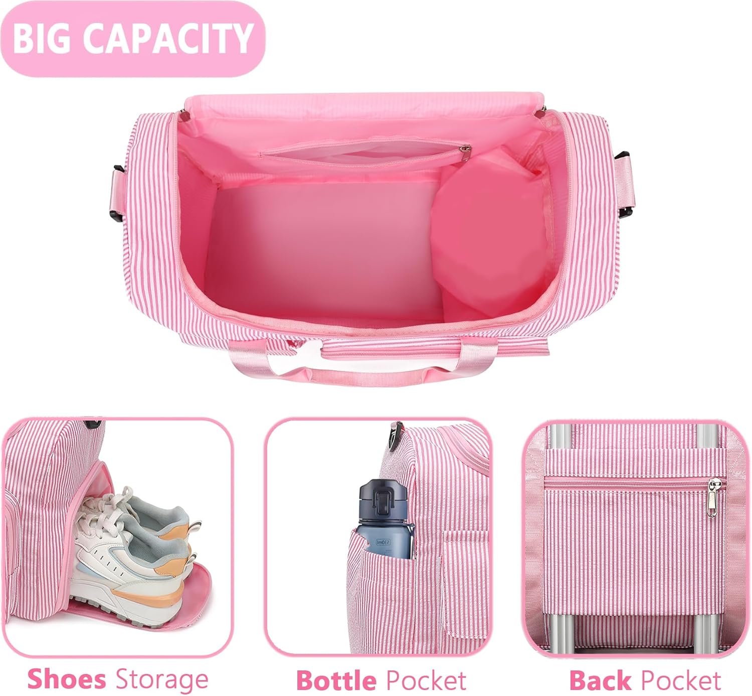 Private Label Kids Travel Duffle Dance Gym Bag with Shoes Compartment Custom Logo Lightweight Weekender for Girls Pink Manufacturer