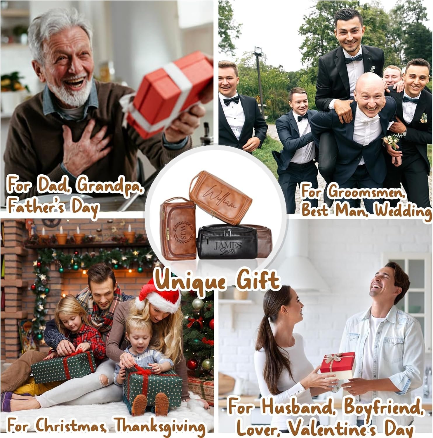 Custom Logo Personalized Toiletry Bag for Men with Engraved Name Initials, Factory Direct Customized Monogram Travel Shaving Dopp Kit, Private Label Groomsmen Gift for Birthday Christmas Dad Husband (Black)