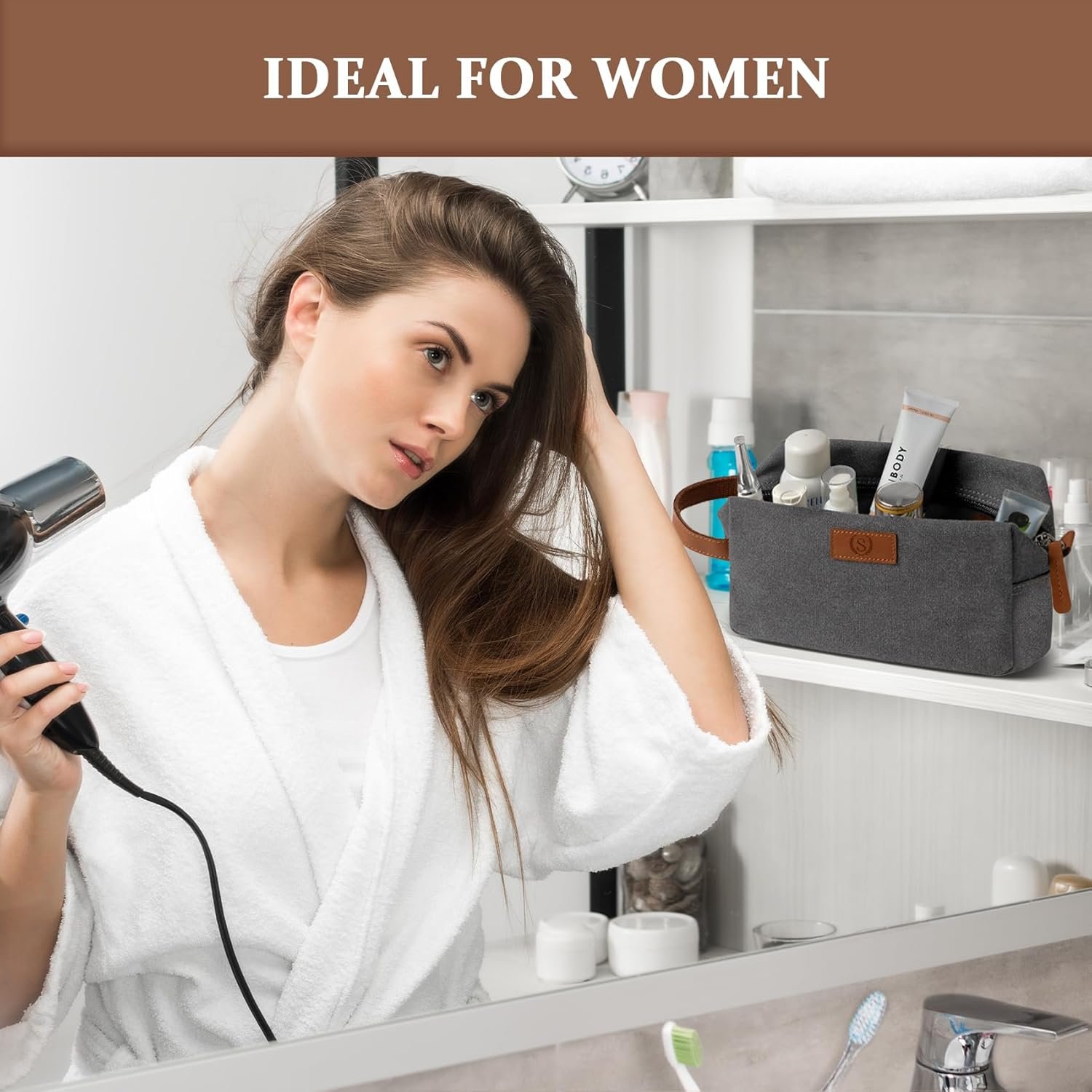 Private Label Personalized Waterproof Toiletry Bag for Men Engraved Initials & Wheat Ear Factory Shower Caddy Mens Travel Bag Custom Logo (Dark Grey J)