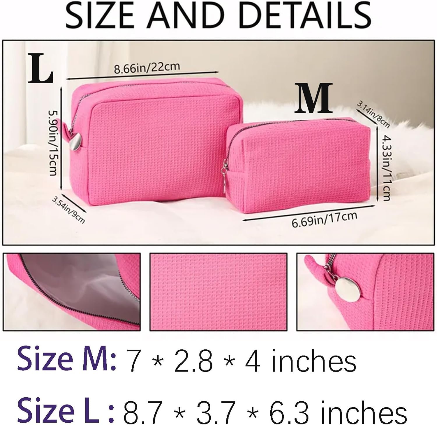 Custom Logo Personalized Embroidered Waffle Cosmetic Bags, Private Label Thickened Beauty Makeup Travel Pouches for Women Girls, Aesthetic Toiletry Cases by Manufacturer for Bridal Bridesmaid Birthday Wedding Gifts