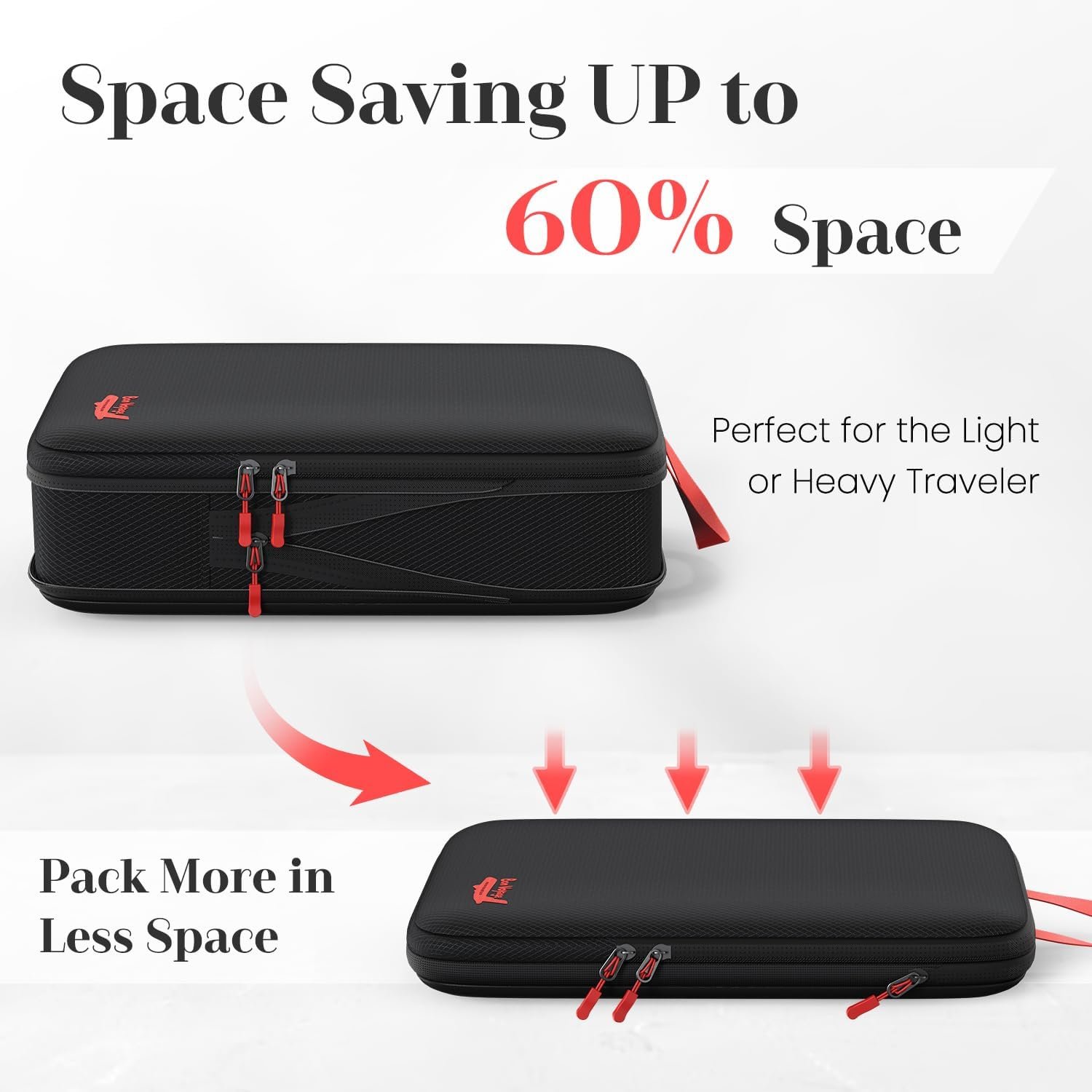 Manufacturer 11 Set Compression Packing Cubes for Travel Private Label Waterproof Organizer Set with Hanging Underwear & Toiletry Bag Shoe/Boot Bag Hair Tools Organizer Laundry Bag & Digital Pouch Custom Logo Black