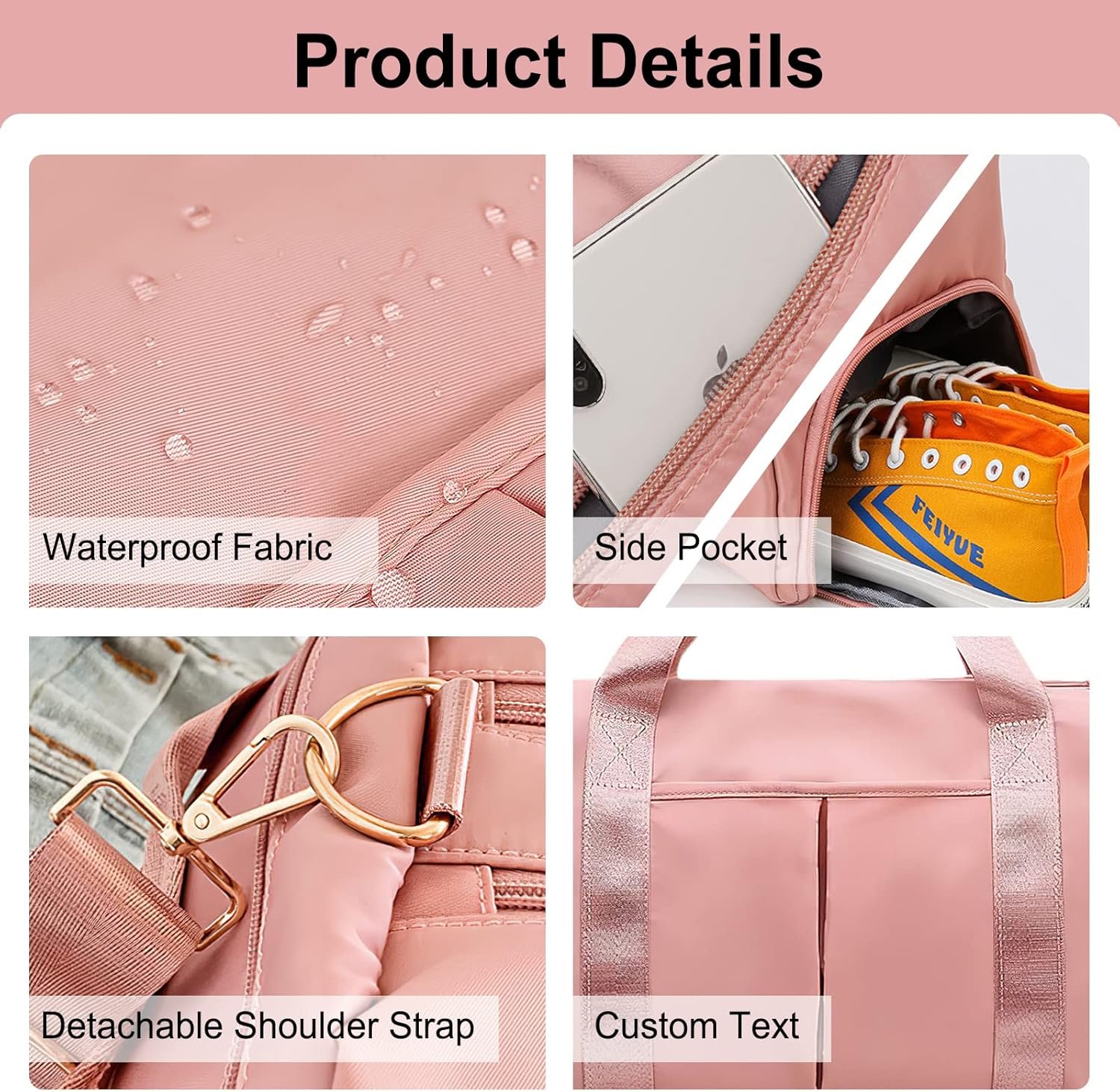 Private Label Personalized Duffel Bag Embroidered Name Sport Gym Travel with Custom Logo Wet Dry Pockets Shoe Compartment Weekend Overnight for Women Purple Manufacturer