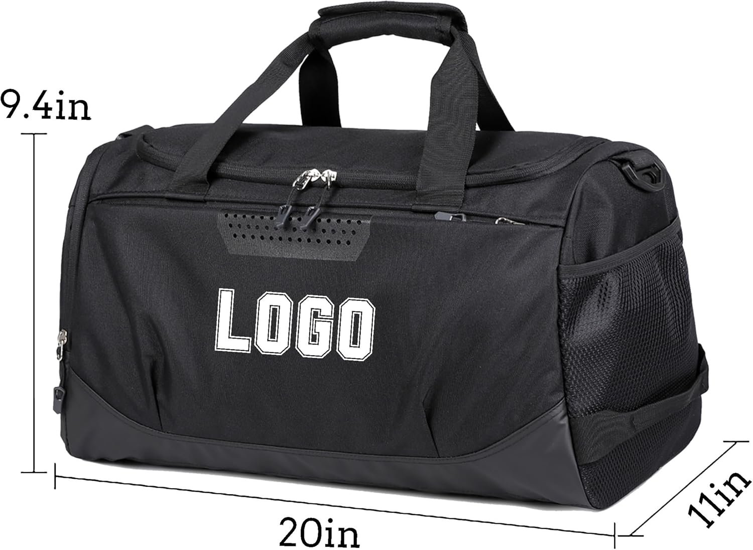 Private Label Duffel Bag with Name – Custom Logo Personalized Waterproof Gym & Football Gear Bag with Shoe Compartment & Wet/Dry Pocket – Manufacturer for Youth & Adults (White) Private Label Duffel Bag with Name – Custom Logo Personalized Waterproof Gym & Football Gear Bag with Shoe Compartment & Wet/Dry Pocket – Manufacturer for Youth & Adults (White)