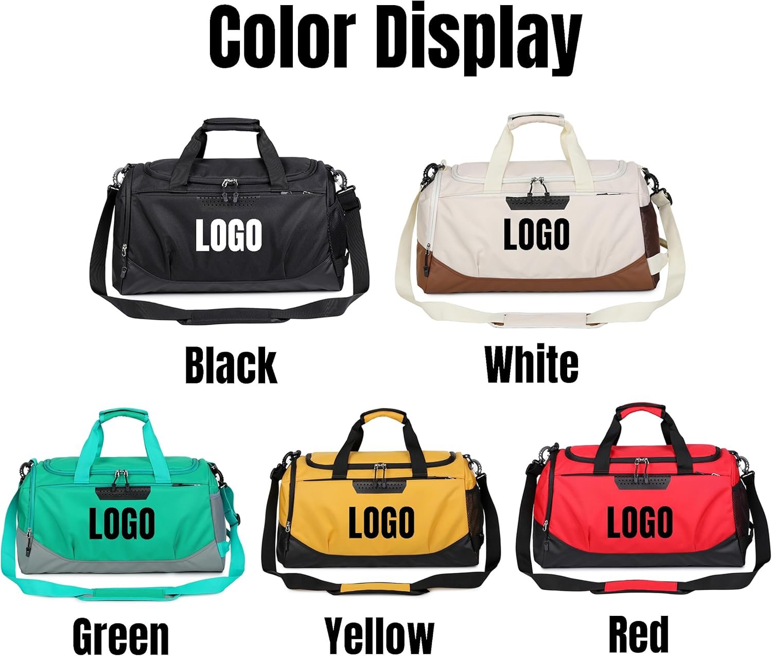 Private Label Duffel Bag with Name – Custom Logo Personalized Waterproof Gym & Football Gear Bag with Shoe Compartment & Wet/Dry Pocket – Manufacturer for Youth & Adults (White) Private Label Duffel Bag with Name – Custom Logo Personalized Waterproof Gym & Football Gear Bag with Shoe Compartment & Wet/Dry Pocket – Manufacturer for Youth & Adults (White)