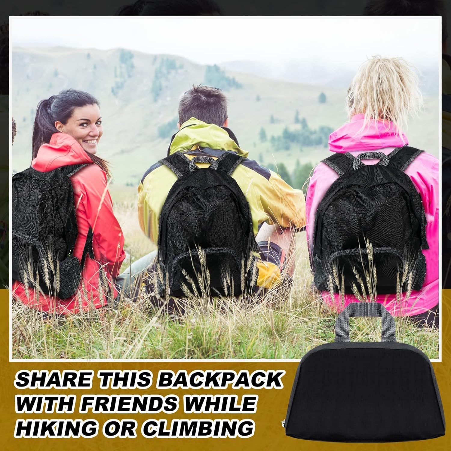 Private Label 100 Pcs 20L Foldable Lightweight Backpacks Bulk Custom Logo Wholesale for Homeless Donations Corporate Events Travel Camping Manufacturer Black