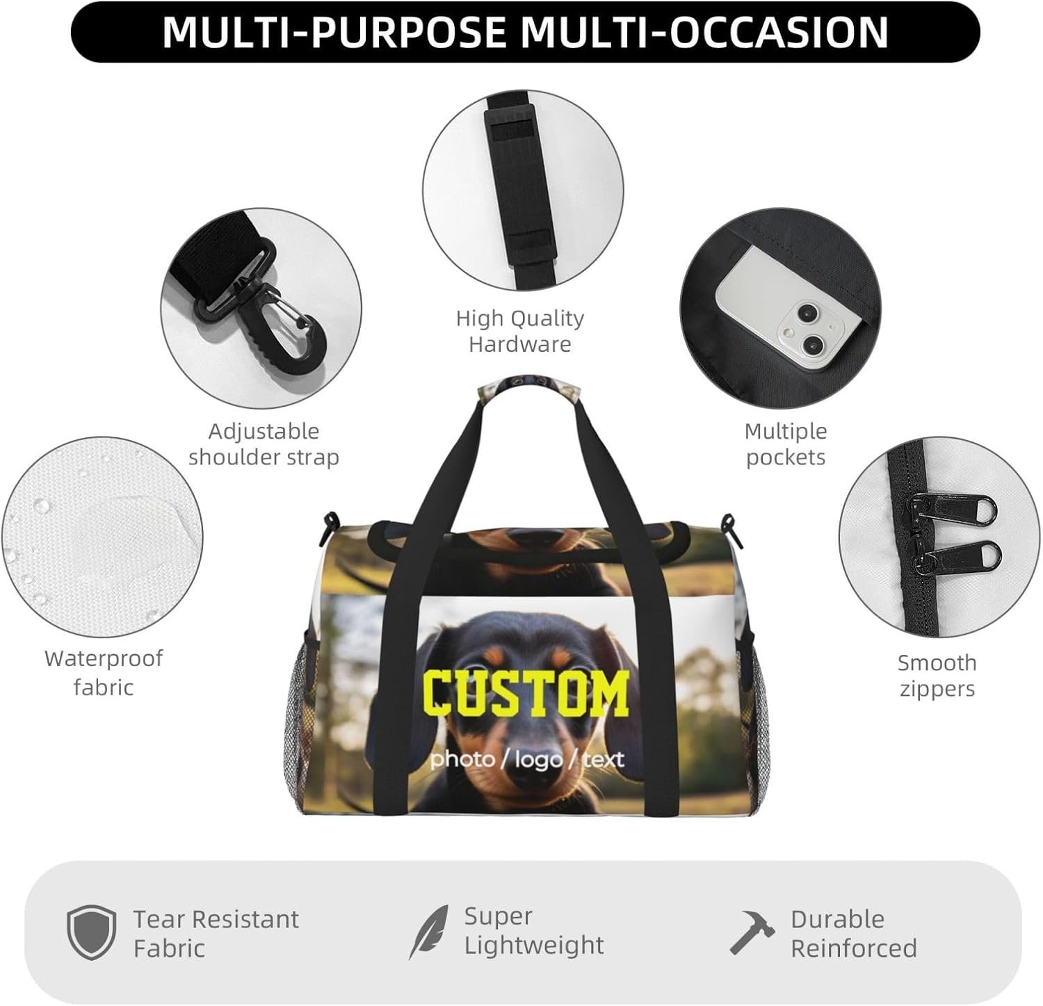Private Label Big Sports Duffle Bag with Custom Logo Photo Name Text Personalization Travel Gym Weekender Workout Bag Manufacturer