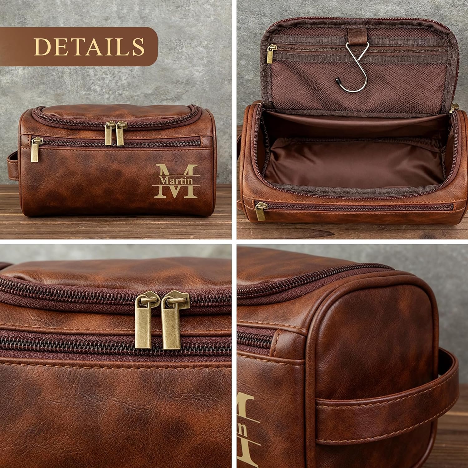 Private Label Personalized Waterproof Leather Hanging Toiletry Bag for Men Custom Logo Travel Gym Bathroom Gift for Dad Husband Grandpa Lover from Manufacturer Private Label Personalized Waterproof Leather Hanging Toiletry Bag for Men Custom Logo Travel Gym Bathroom Gift for Dad Husband Grandpa Lover from Manufacturer