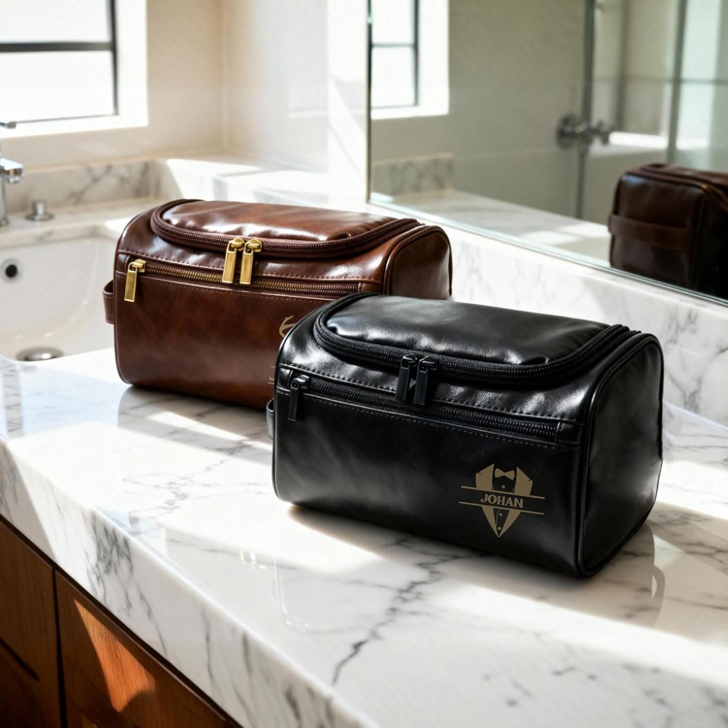 Private Label Personalized Waterproof Leather Hanging Toiletry Bag for Men Custom Logo Travel Gym Bathroom Gift for Dad Husband Grandpa Lover from Manufacturer Private Label Personalized Waterproof Leather Hanging Toiletry Bag for Men Custom Logo Travel Gym Bathroom Gift for Dad Husband Grandpa Lover from Manufacturer