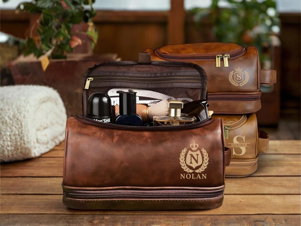 Custom Logo Personalized Leather Travel Toiletry Bag for Men Private Label Waterproof Hanging Gym Organizer Manufacturer Gift for Dad Husband Grandpa Lover Custom Logo Personalized Leather Travel Toiletry Bag for Men Private Label Waterproof Hanging Gym Organizer Manufacturer Gift for Dad Husband Grandpa Lover