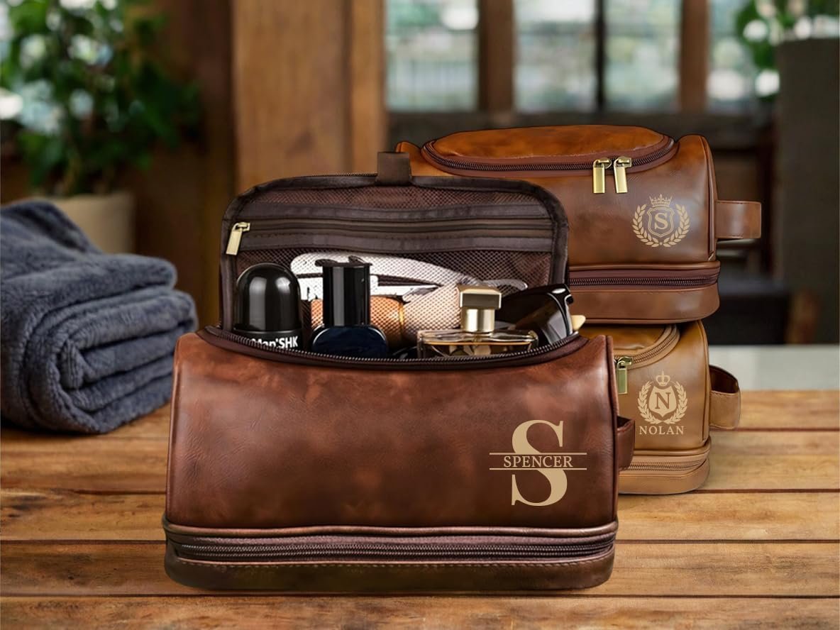 Custom Logo Personalized Leather Travel Toiletry Bag for Men Private Label Waterproof Hanging Gym Organizer Manufacturer Gift for Dad Husband Grandpa Lover Custom Logo Personalized Leather Travel Toiletry Bag for Men Private Label Waterproof Hanging Gym Organizer Manufacturer Gift for Dad Husband Grandpa Lover