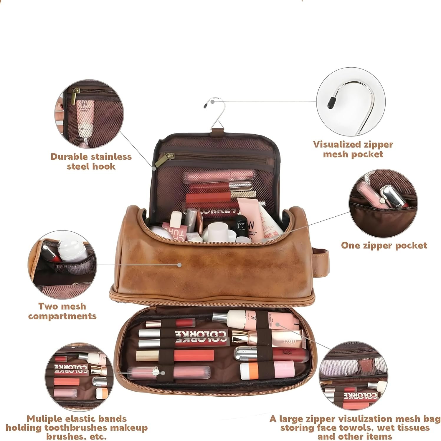 Custom Logo Personalized Leather Travel Toiletry Bag for Men Private Label Waterproof Hanging Gym Organizer Manufacturer Gift for Dad Husband Grandpa Lover Custom Logo Personalized Leather Travel Toiletry Bag for Men Private Label Waterproof Hanging Gym Organizer Manufacturer Gift for Dad Husband Grandpa Lover