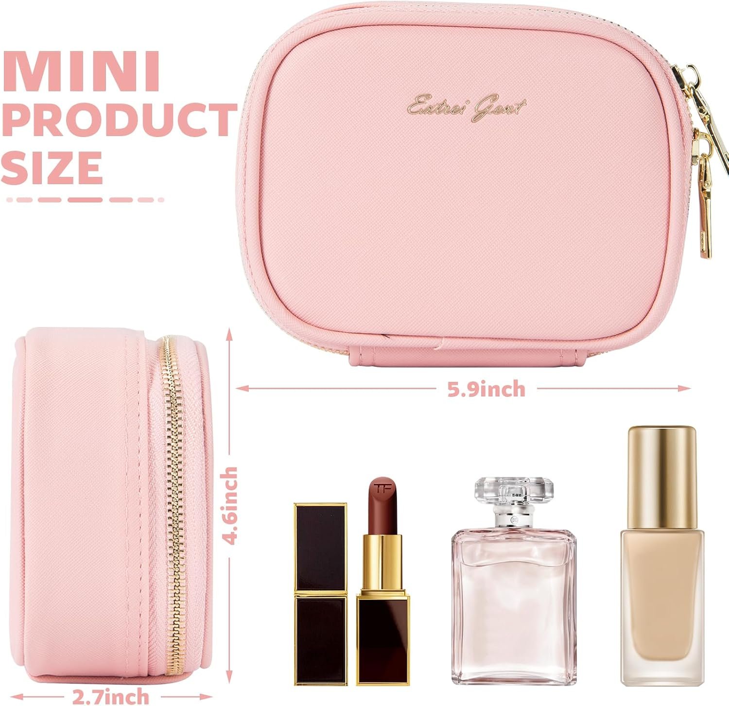 Custom Logo Mini Makeup Bag with LED Mirror, Private Label Small Travel Cosmetic Organizer 3 Light Modes Adjustable Brightness, Manufacturer Portable Toiletry Bag for Women Pool Parties Work Touch-Ups