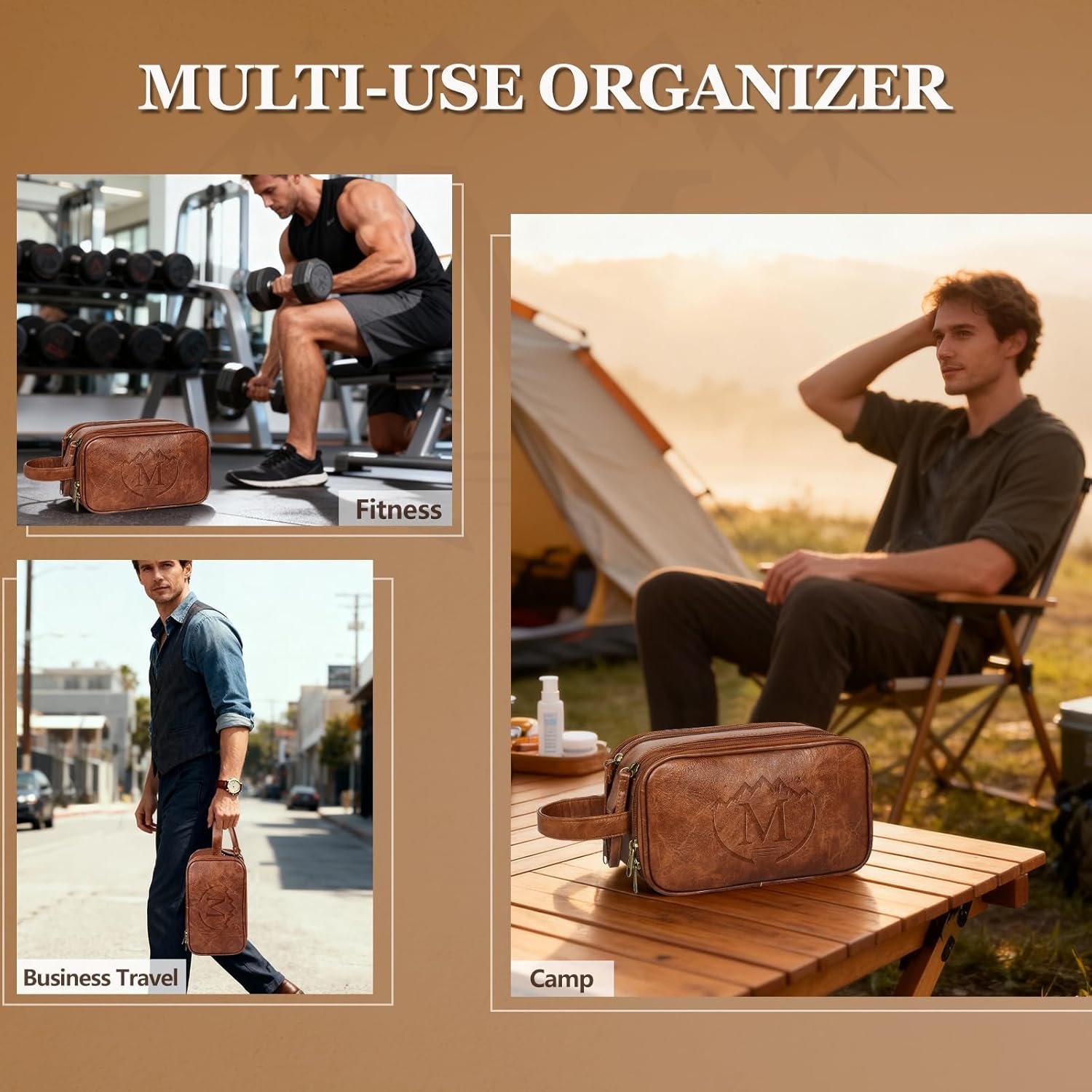 Private Label Travel Toiletry Bag for Men Custom Logo PU Leather Mens Shaving Kit Brown M Factory Private Label Travel Toiletry Bag for Men Custom Logo PU Leather Mens Shaving Kit Brown M Factory