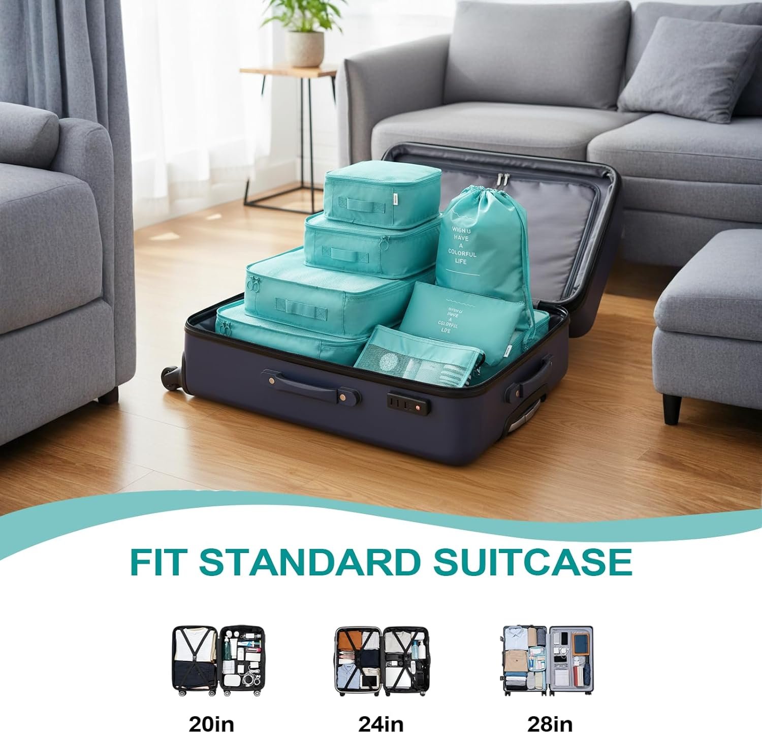 Custom Logo 11-Piece Packing Cubes for Travel Gifts for Women Mom Anti-Tearing Suitcase Organizer for Luggage Shoe and Hanging Toiletry Bag Toiletries Travel Bottles Private Label 3 Portable Toothbrush Cases Factory Green