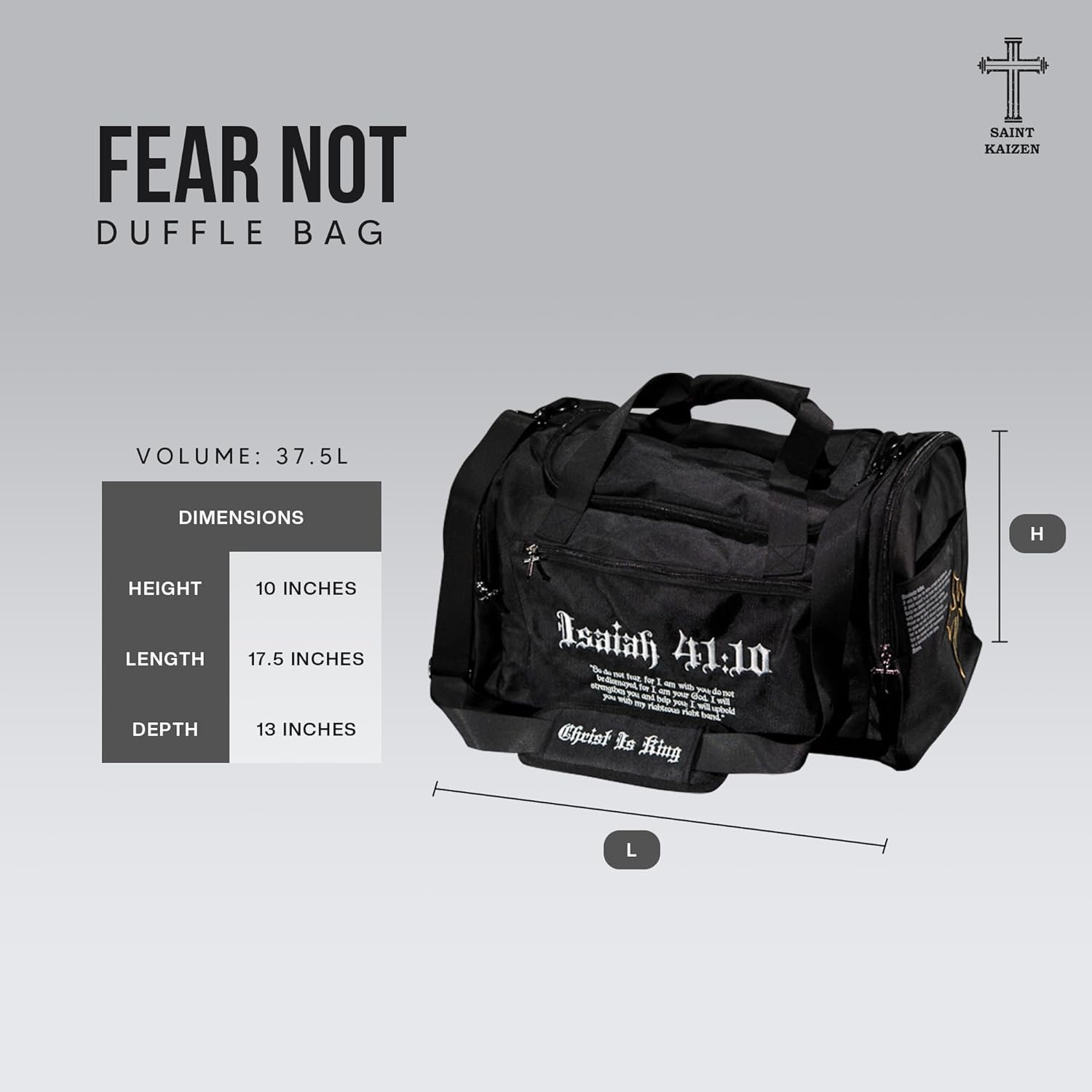 Private Label Isaiah 41:10 Christian Embroidered Duffle Bag Six Pockets Custom 3D Cross Zippers with Custom Logo Gym Travel Bag Manufacturer