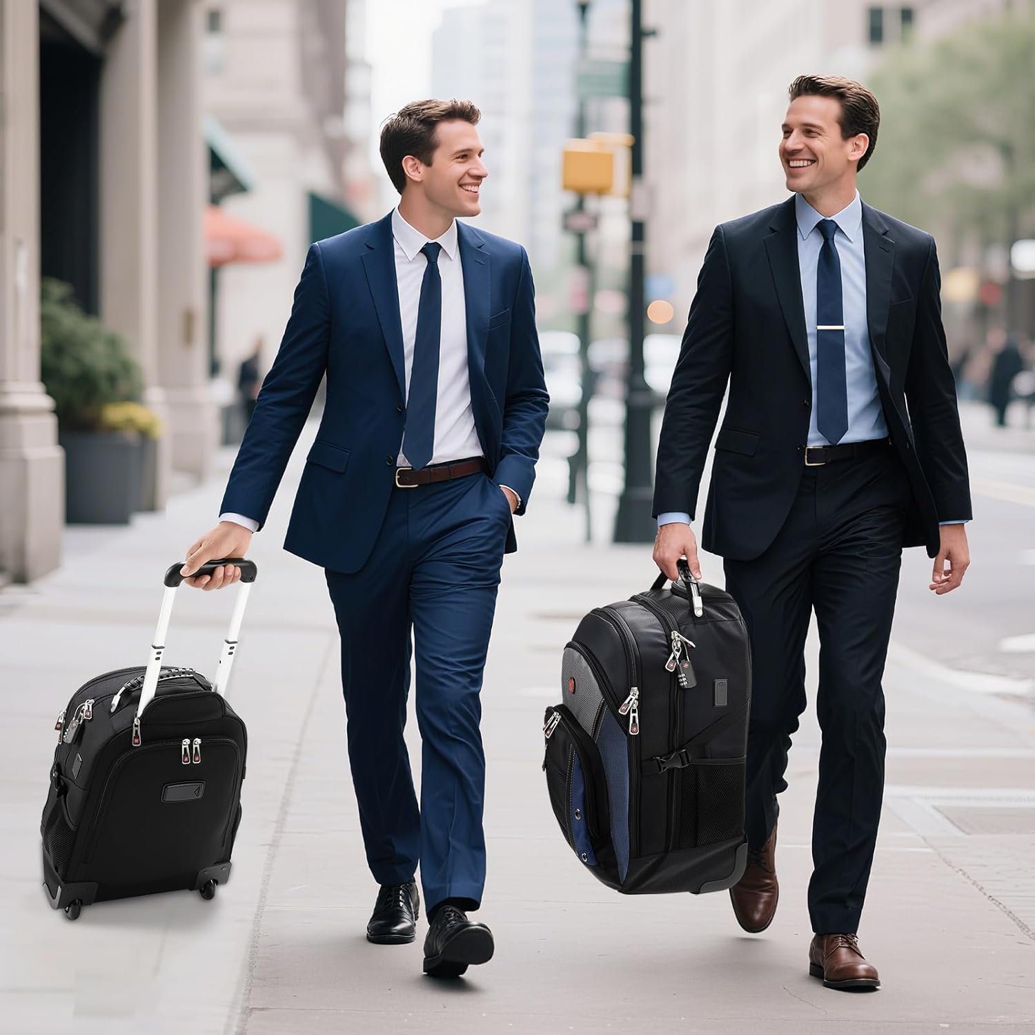 Custom Logo Rolling Wheeled Backpack with USB & Type-C Charging Port Private Label Water Resistant 21x14x9 Fits 17.3