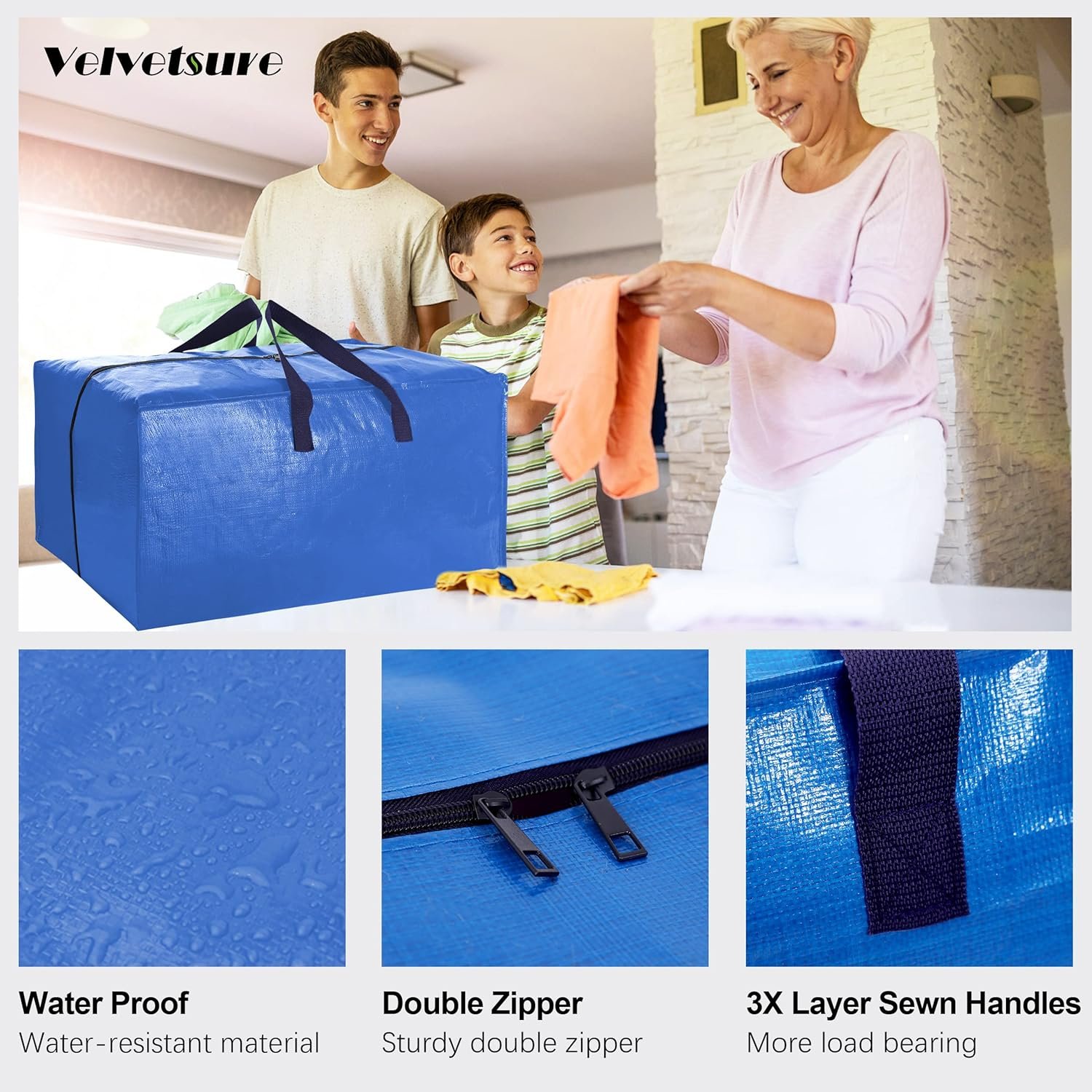 Custom Logo Heavy Duty Extra Large Moving Bags Manufacturer with Backpack Straps and Strong Handles and Zippers Space Saving Storage Totes Fold Flat Private Label Alternative to Boxes and Bins Set of 6 Multicolor