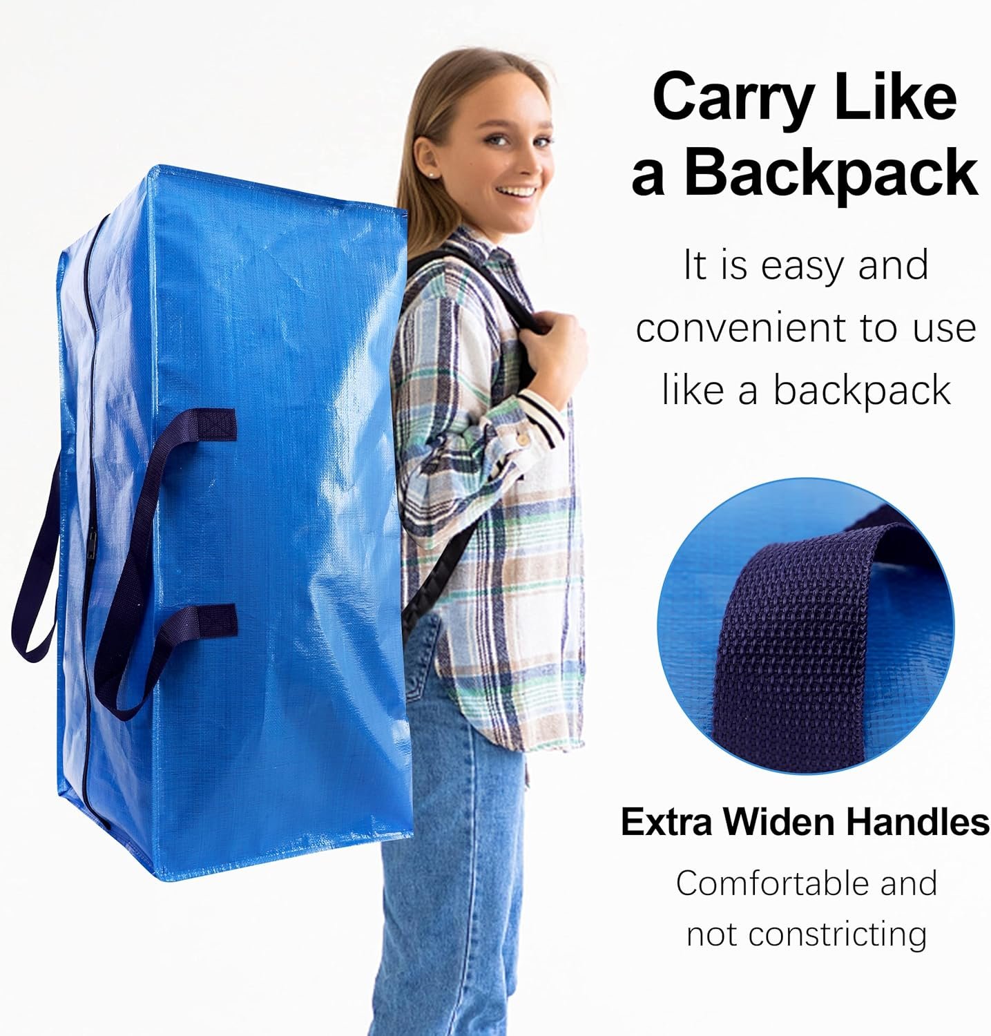 Custom Logo Heavy Duty Extra Large Moving Bags Manufacturer with Backpack Straps and Strong Handles and Zippers Space Saving Storage Totes Fold Flat Private Label Alternative to Boxes and Bins Set of 6 Multicolor