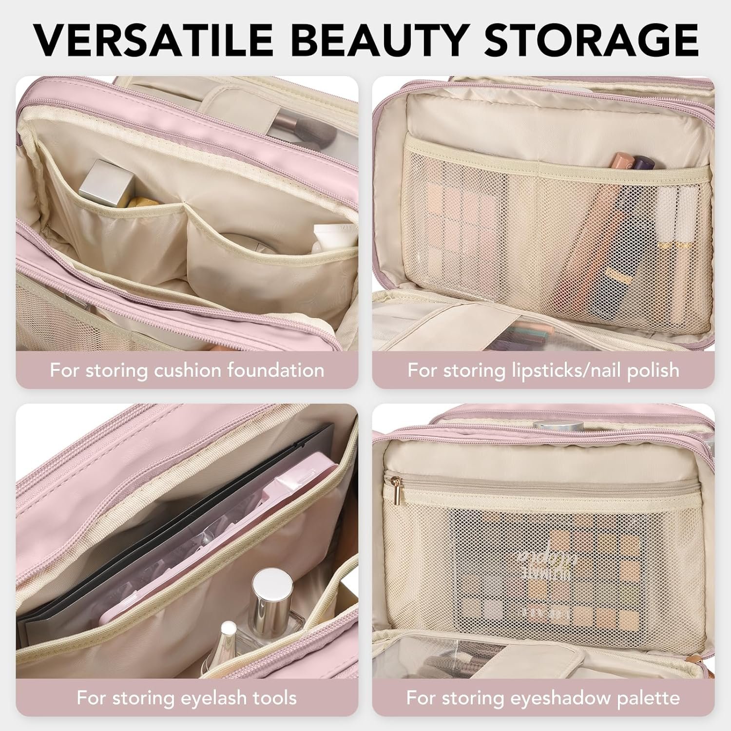 Private Label Women's Large Capacity Travel Makeup Bag Cosmetic Portable Organizer Manufacturer Large Opening Waterproof Toiletry Storage Vertical Free-Standing Brush Holder Easy Access Custom Logo Pink Private Label Women's Large Capacity Travel Makeup Bag Cosmetic Portable Organizer Manufacturer Large Opening Waterproof Toiletry Storage Vertical Free-Standing Brush Holder Easy Access Custom Logo Pink