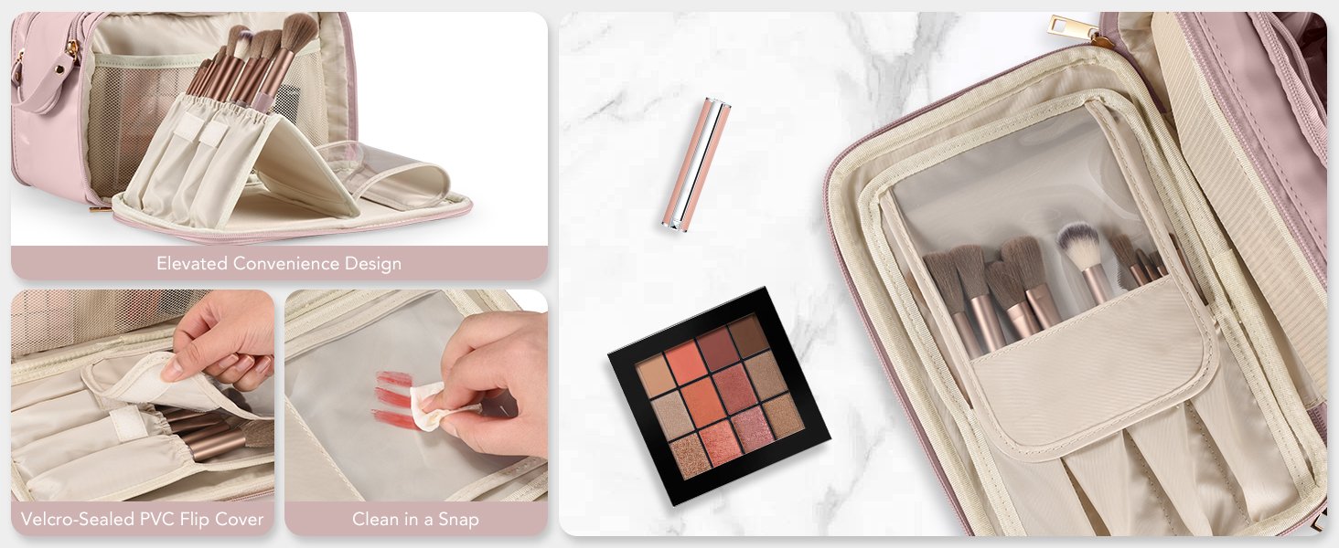 Private Label Women's Large Capacity Travel Makeup Bag Cosmetic Portable Organizer Manufacturer Large Opening Waterproof Toiletry Storage Vertical Free-Standing Brush Holder Easy Access Custom Logo Pink Private Label Women's Large Capacity Travel Makeup Bag Cosmetic Portable Organizer Manufacturer Large Opening Waterproof Toiletry Storage Vertical Free-Standing Brush Holder Easy Access Custom Logo Pink