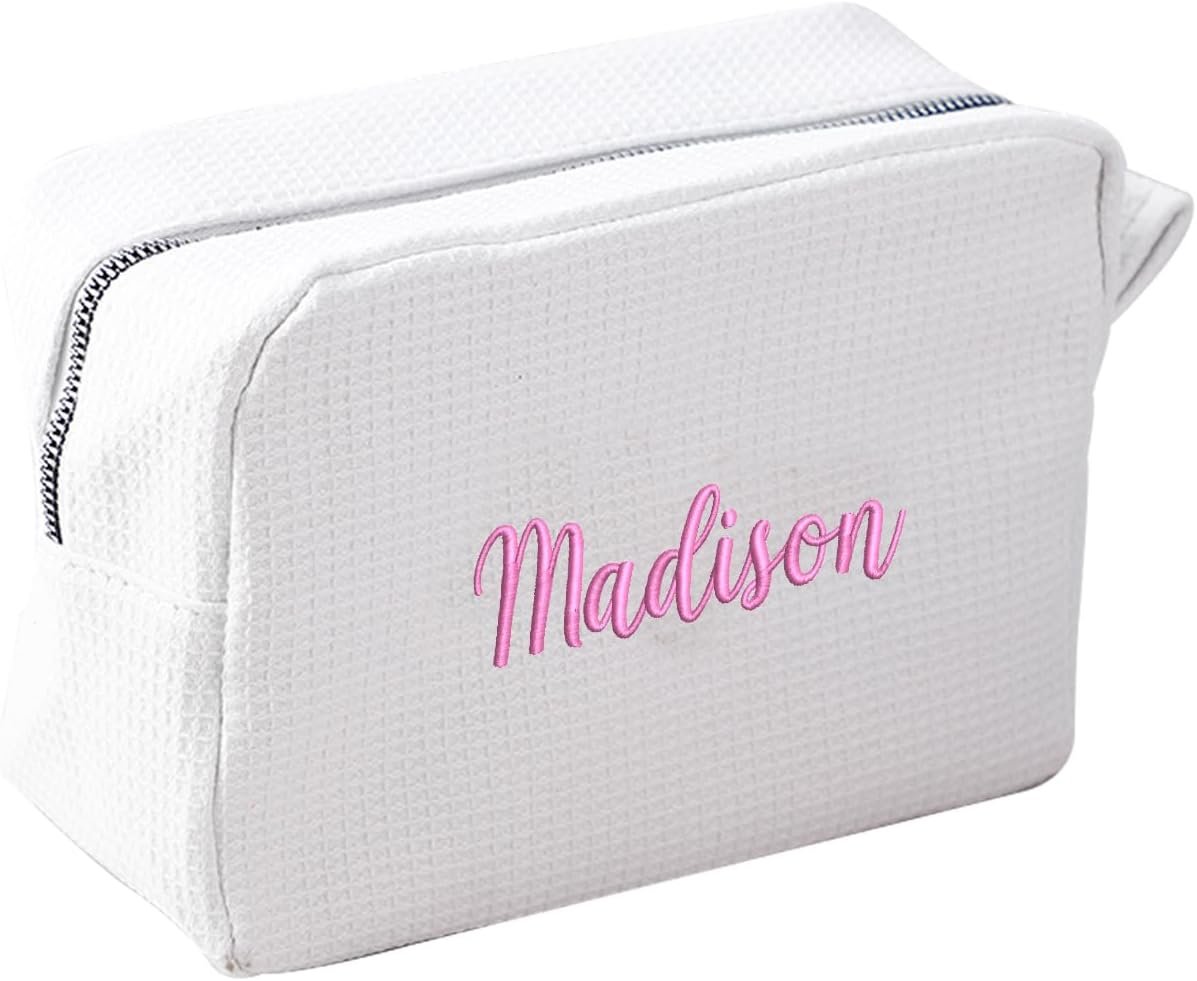 Private Label Personalized Embroidered Makeup Bag Custom Logo Waffle Fabric Cosmetic Pouch for Women Travel Manufacturer (1, White) Private Label Personalized Embroidered Makeup Bag Custom Logo Waffle Fabric Cosmetic Pouch for Women Travel Manufacturer (1, White)
