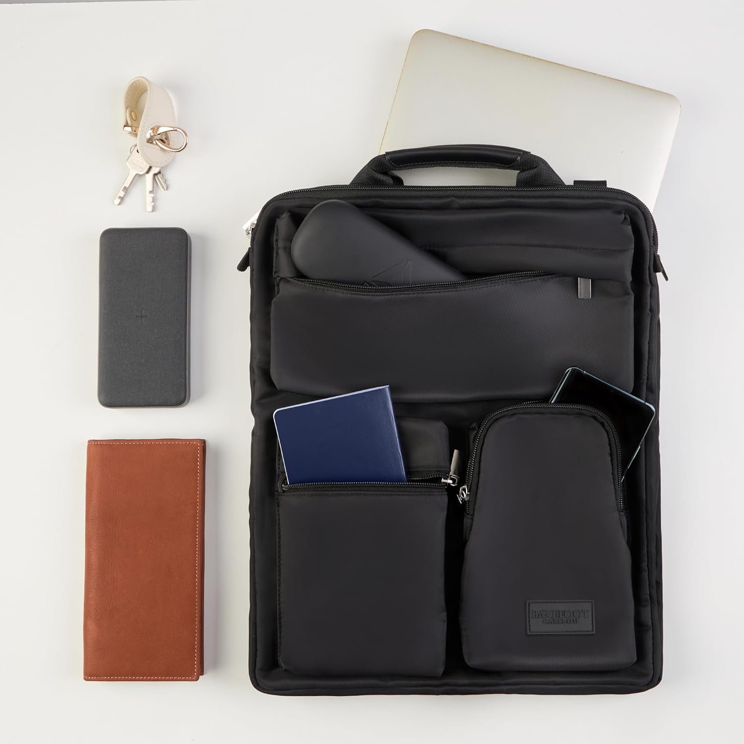 Private Label Over Luggage Organizer for Carry On Bag or Suitcase with Storage Pockets, Custom Logo 16” Laptop Sleeve with Handle, Travel Accessories Bag Slide On Luggage Harness with Adjustable Straps Manufacturer Black