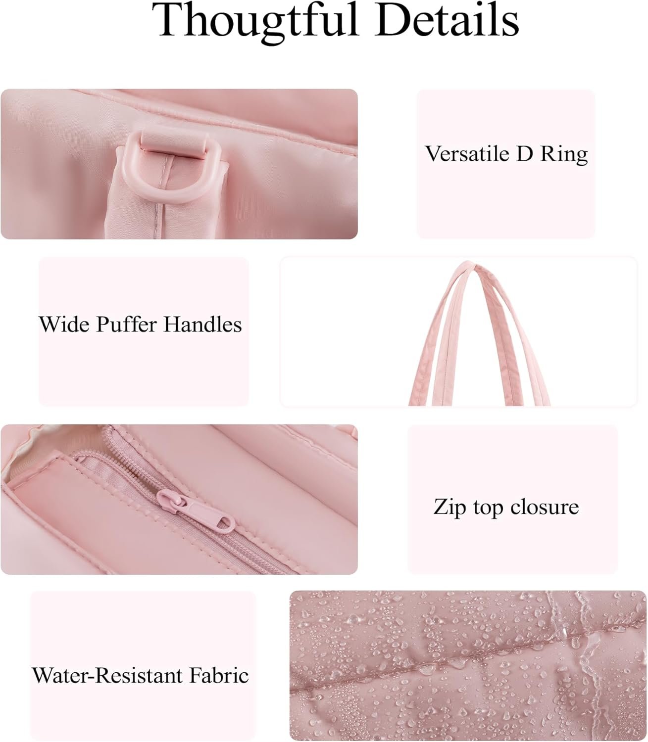 Factory Direct Women's Puffer Quilted Bow Tote Bag with Cup Holder Custom Logo 15.6 Inch Laptop Compartment Private Label for Work Travel Gym College