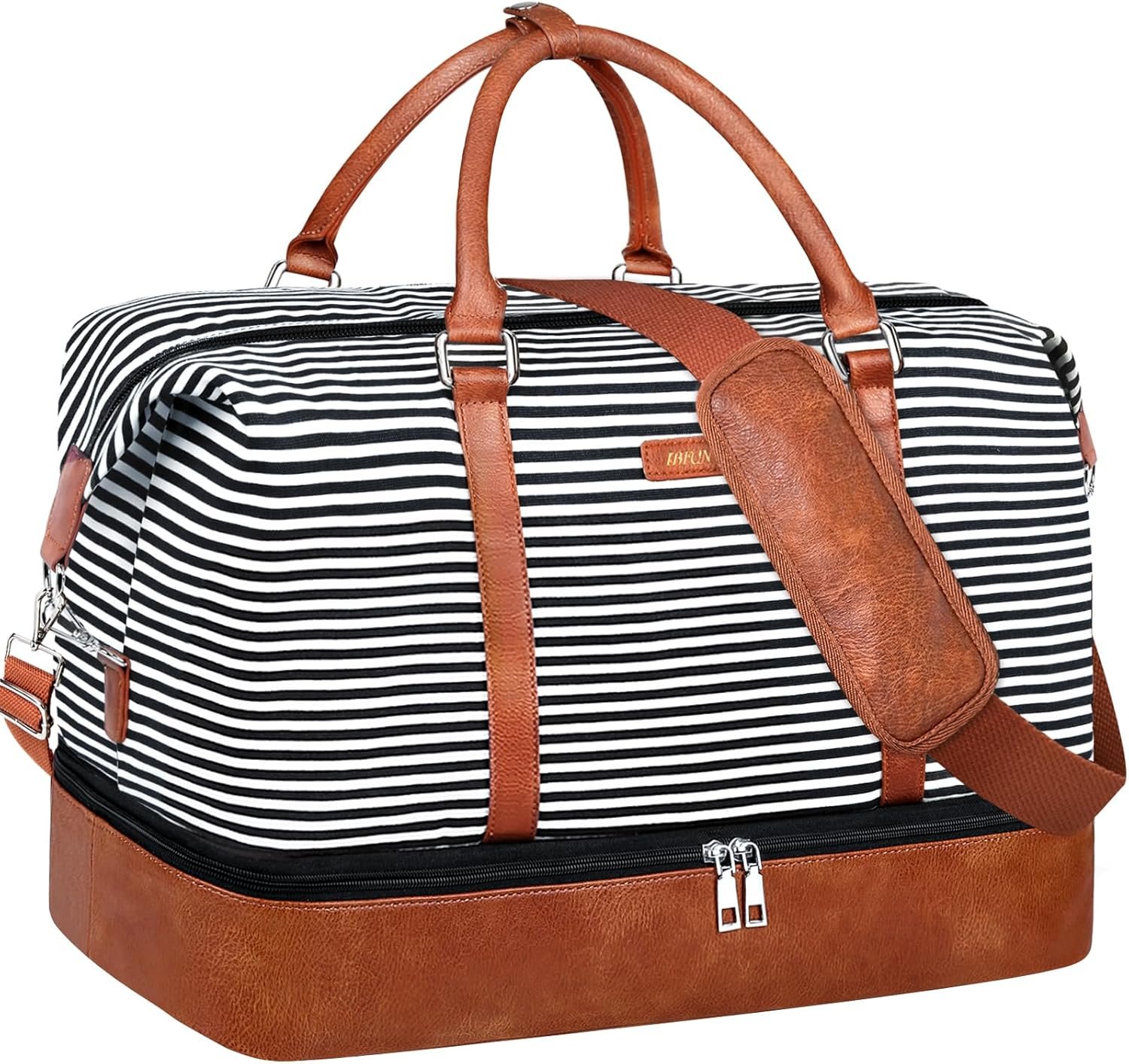 Private Label Weekender Bags for Women 21" Custom Logo Travel Duffel Bag with Shoe Compartment Carry-On Overnight Duffel from Factory for Weekend Business Trips