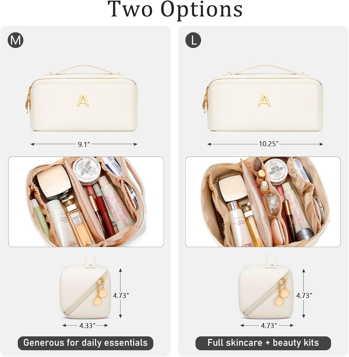Private Label Bridesmaid Gifts for Women Custom Logo Personalized Initial Makeup Bag PU Leather Cosmetic Waterproof Travel Toiletry Bag (Medium) Factory