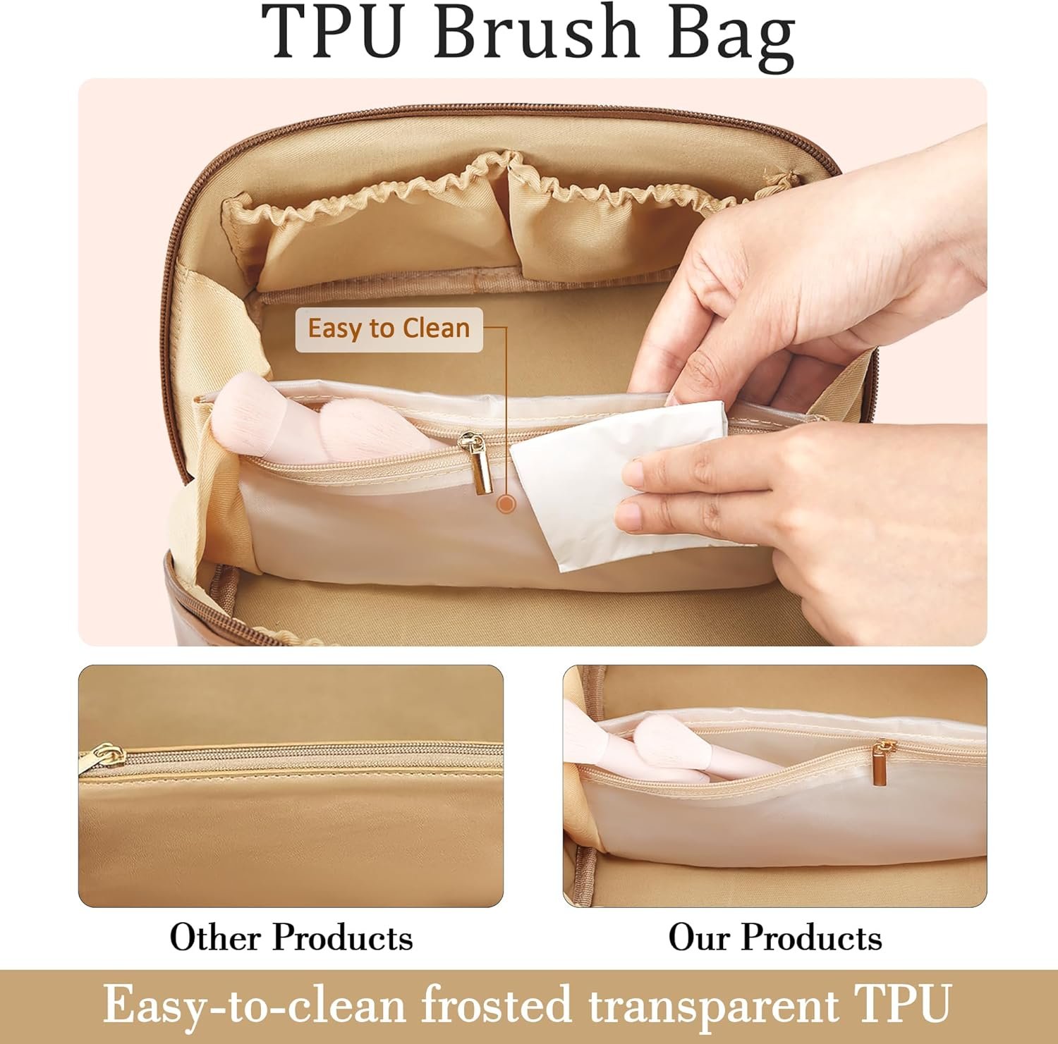 Private Label Bridesmaid Gifts for Women Custom Logo Personalized Initial Makeup Bag PU Leather Cosmetic Waterproof Travel Toiletry Bag (Medium) Factory
