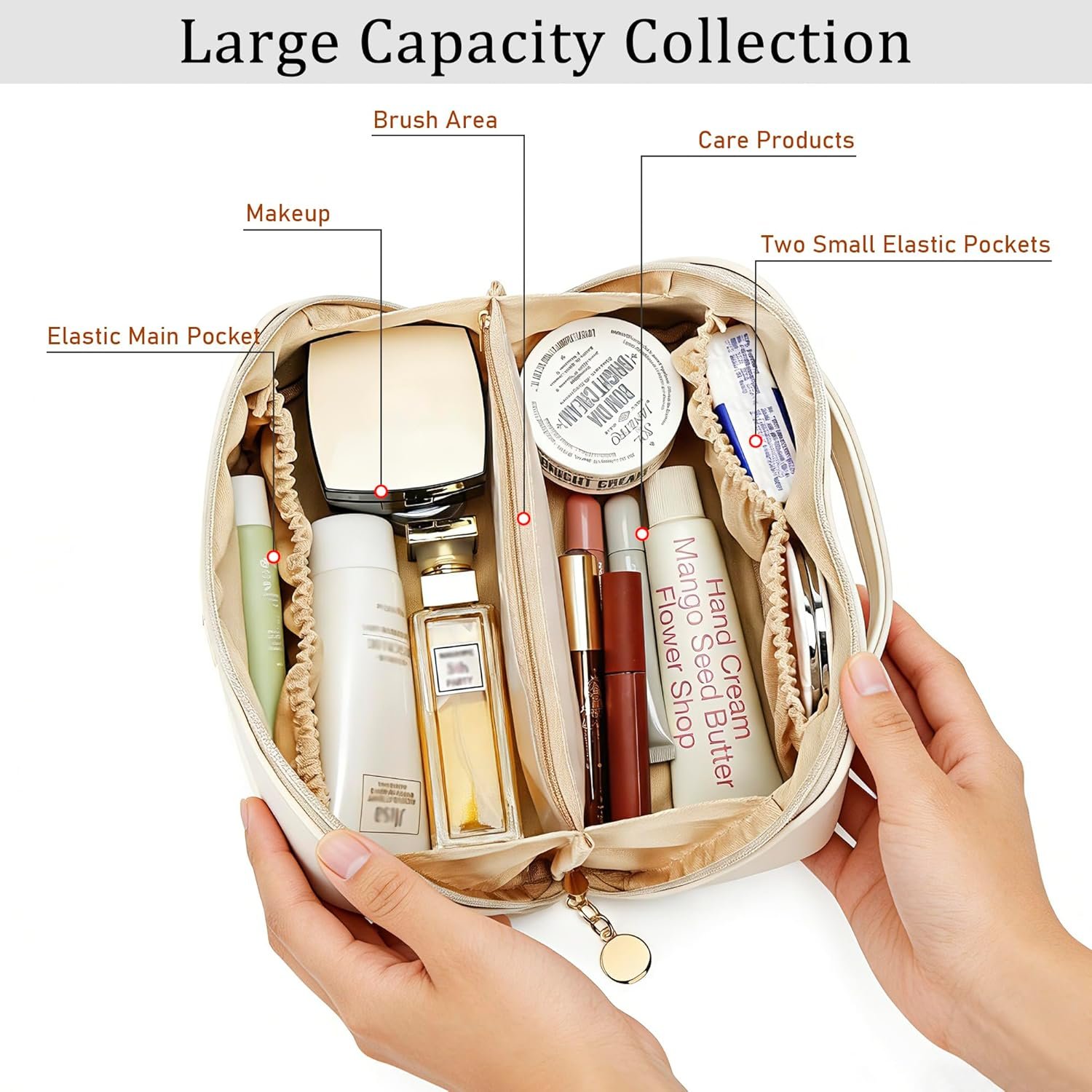 Private Label Bridesmaid Gifts for Women Custom Logo Personalized Initial Makeup Bag PU Leather Cosmetic Waterproof Travel Toiletry Bag (Medium) Factory