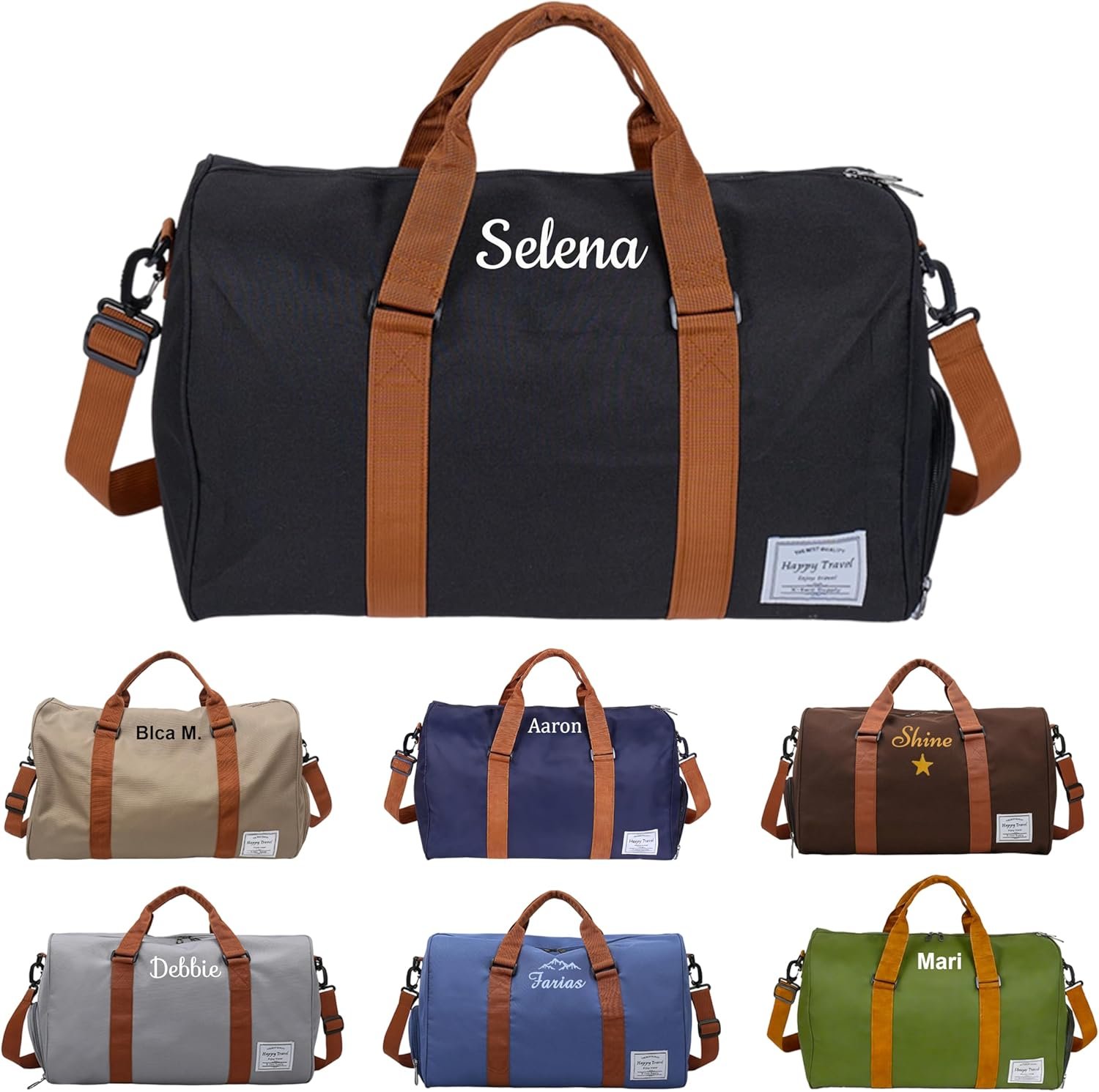 Private Label Large Durable Personalized Duffle Bag for Travel Gym Weekend, Custom Logo Embroidered Overnight Crossbody for Men & Women with Wet Pocket Shoe Compartment, Manufacturer