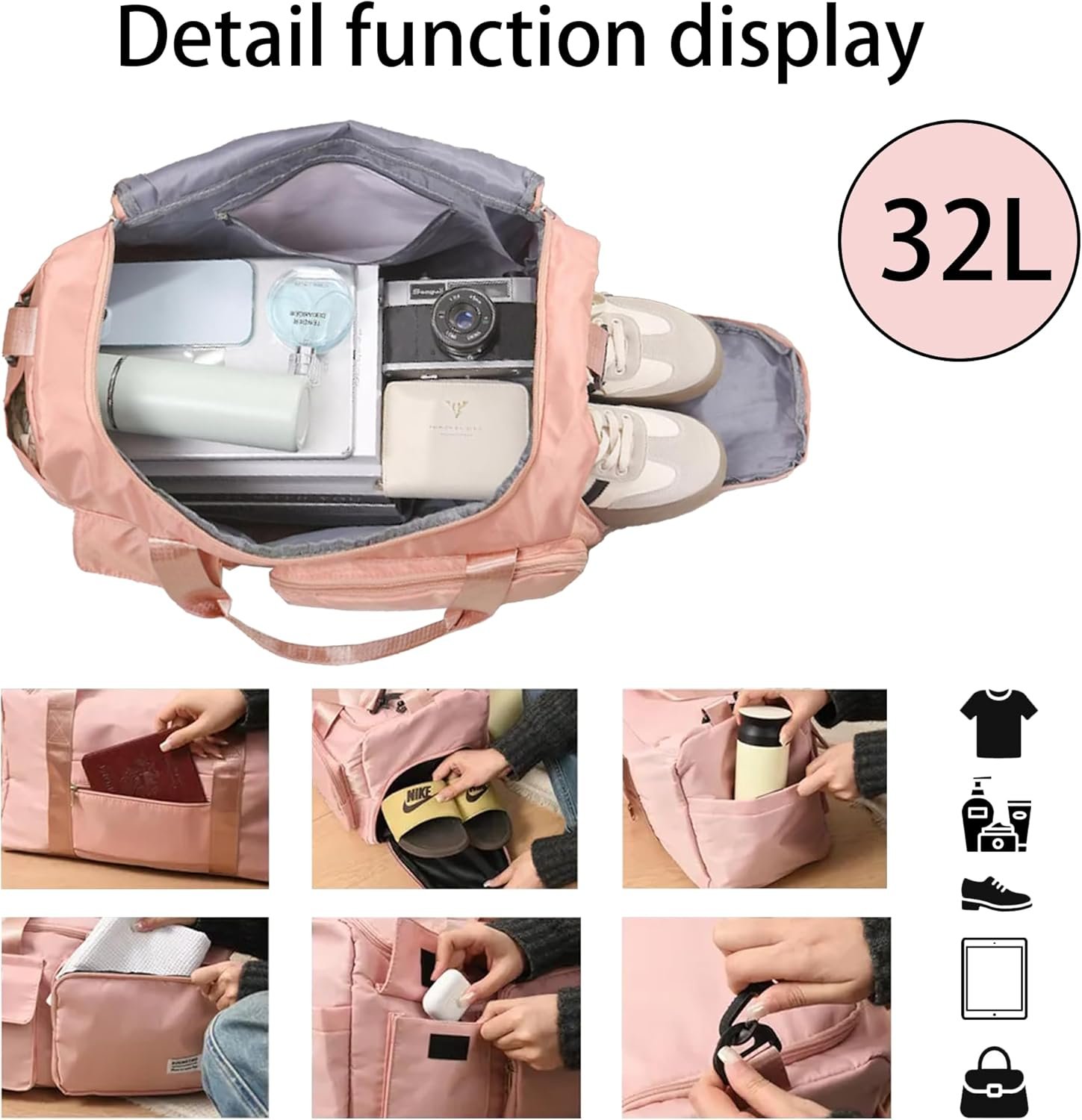 Custom Logo Personalized Large Capacity Travel Duffle with Embroidery Name Private Label Weekender Sports Tote Shoe Compartment for Gym Dance Bridesmaid Gymnastics Factory