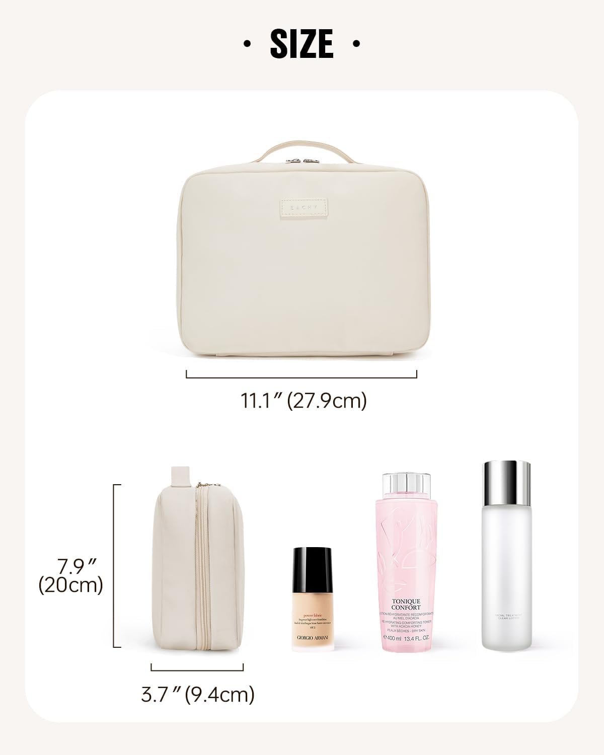 Custom Logo Toiletry Bag with Hanging Hook 4 Compartments, Private Label PU Leather Waterproof Travel Makeup Organizer for Women, Full-Size Portable Cosmetic Bag Manufacturer (Beige) Custom Logo Toiletry Bag with Hanging Hook 4 Compartments, Private Label PU Leather Waterproof Travel Makeup Organizer for Women, Full-Size Portable Cosmetic Bag Manufacturer (Beige)