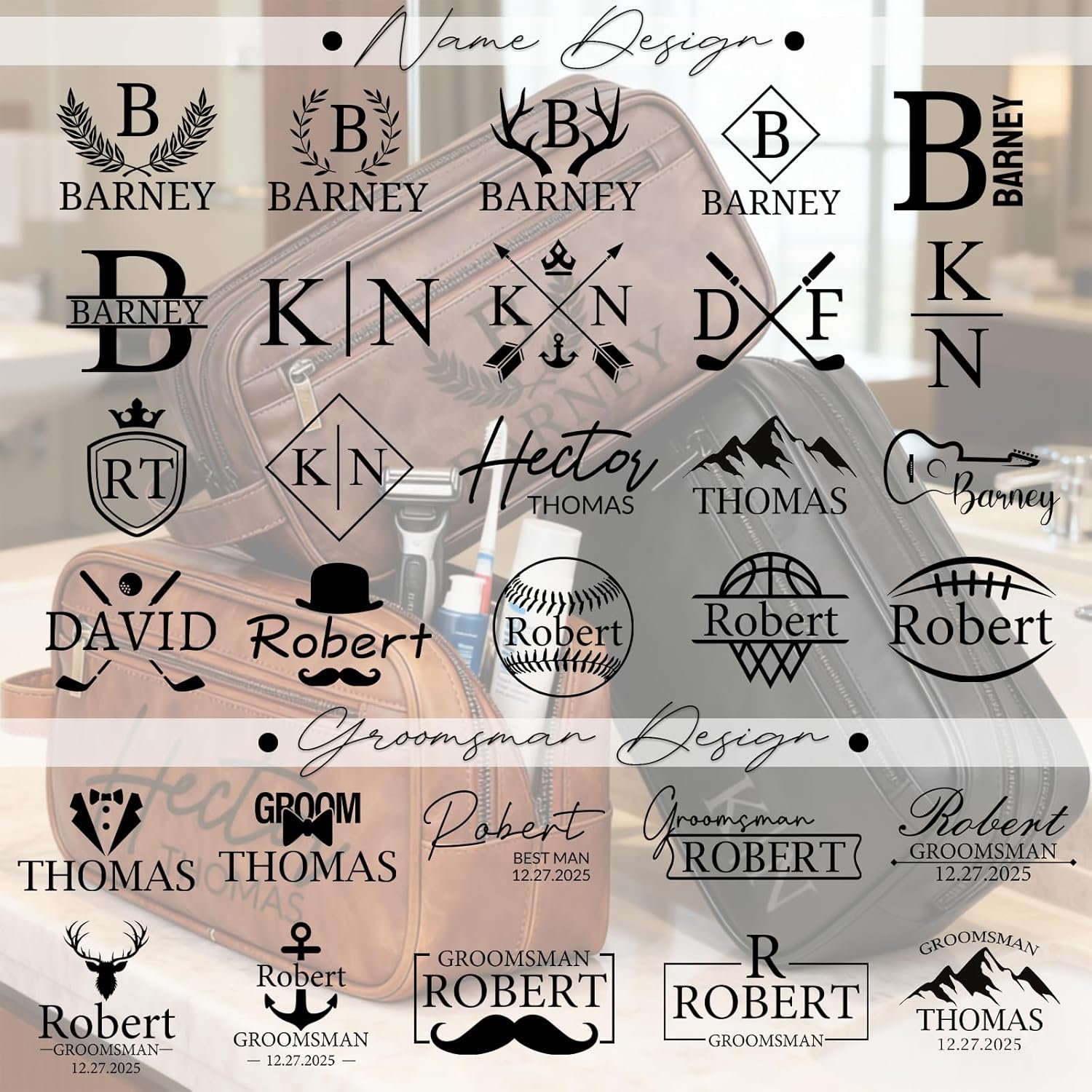 Custom Logo Personalized Engraved Leather Toiletry Travel Bag for Men Private Label Groomsmen Gifts Factory