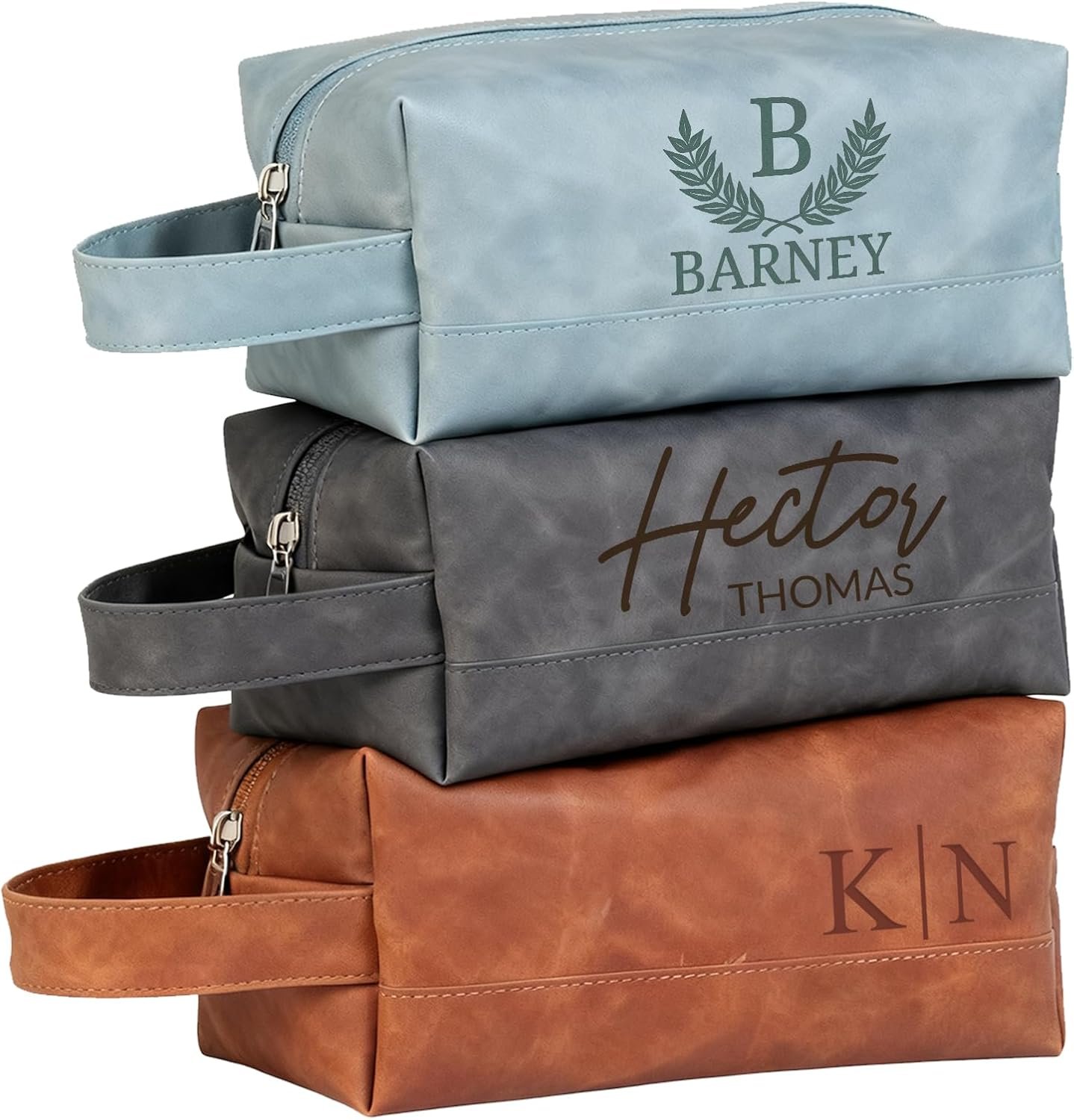 Private Label Toiletry Bag for Men Custom Logo Engraved Leather Travel Bag Manufacturer Groomsmen Gifts