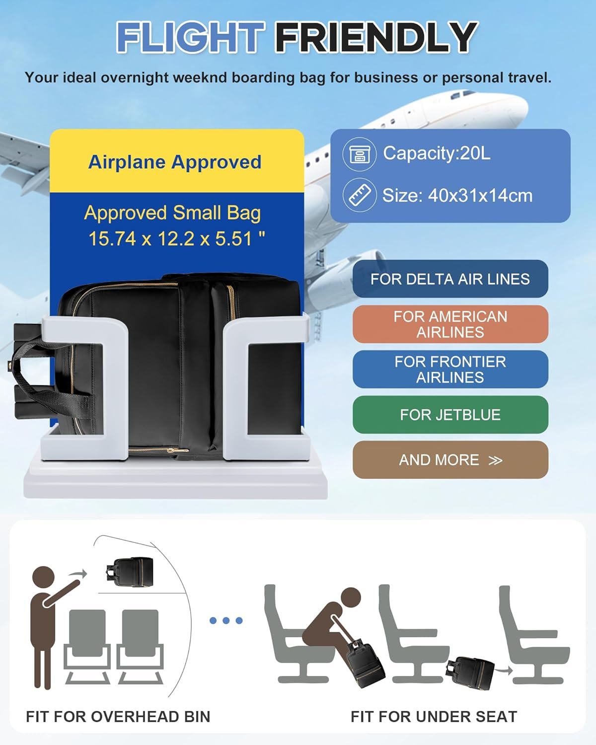 Private Label Small Carry-On Flight Approved Personal Item Travel Backpack Custom Logo for Women Work Laptop Bag Manufacturer Mochila De Viaje