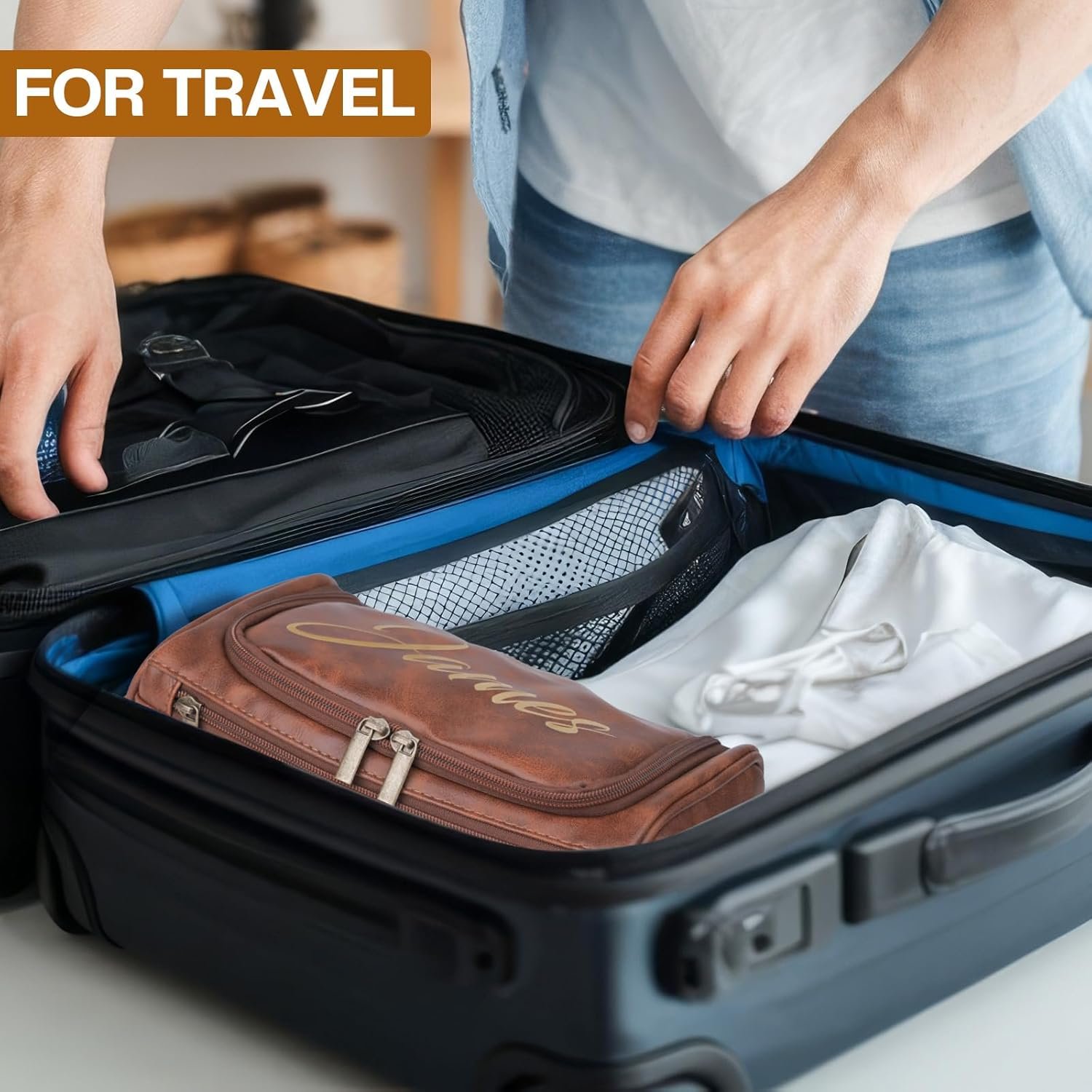 Private Label Toiletry Bag for Men Custom Logo Monogram Water-Resistant Mens Travel Organizer with Multiple Compartments Manufacturer Groomsmen Valentines Day Gifts