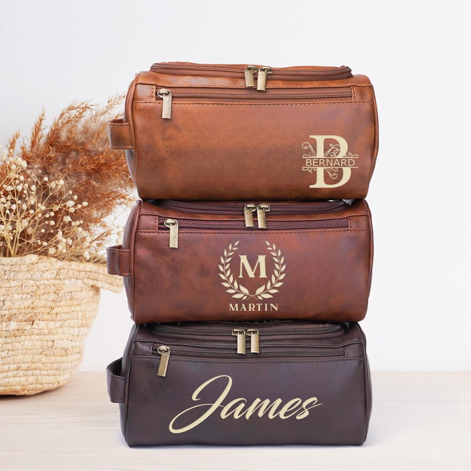 Private Label Toiletry Bag for Men Custom Logo Monogram Water-Resistant Mens Travel Organizer with Multiple Compartments Manufacturer Groomsmen Valentines Day Gifts