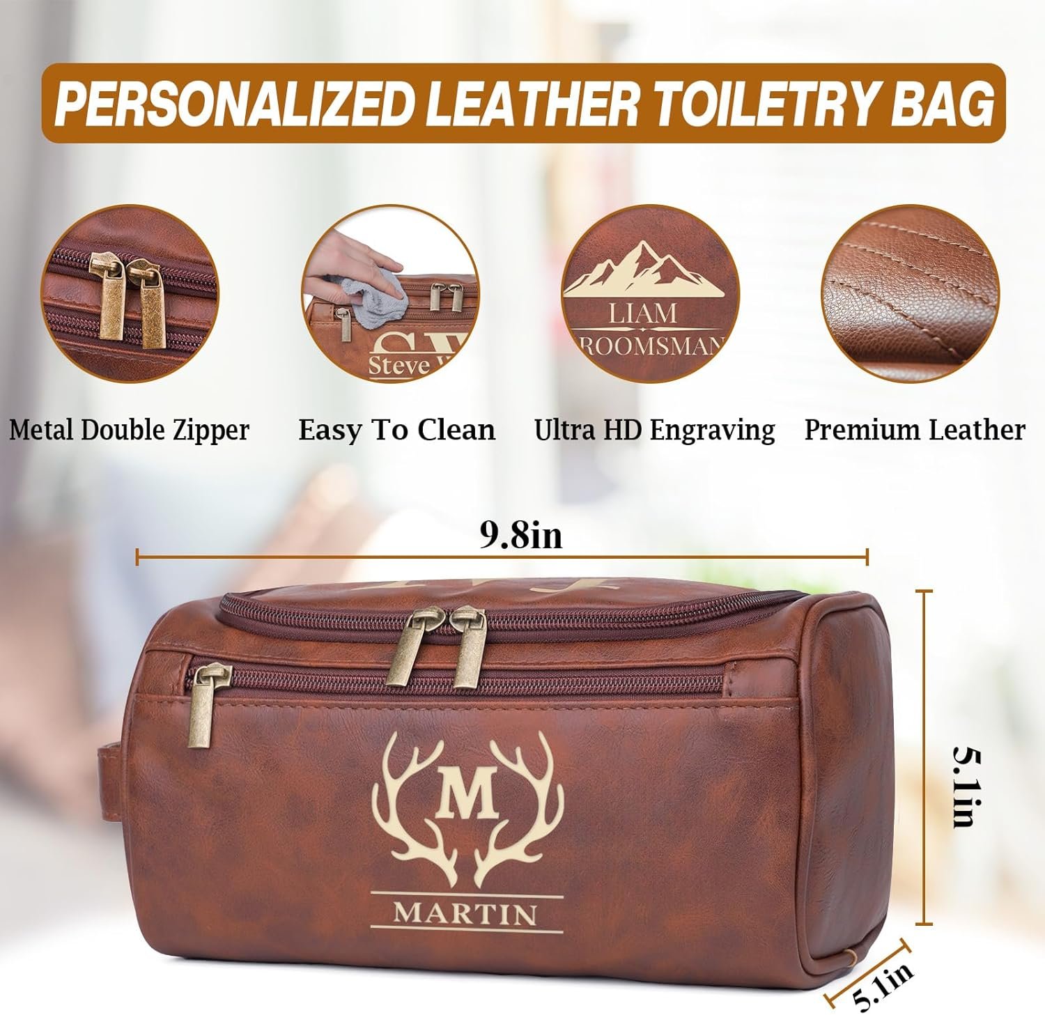 Private Label Toiletry Bag for Men Custom Logo Monogram Water-Resistant Mens Travel Organizer with Multiple Compartments Manufacturer Groomsmen Valentines Day Gifts