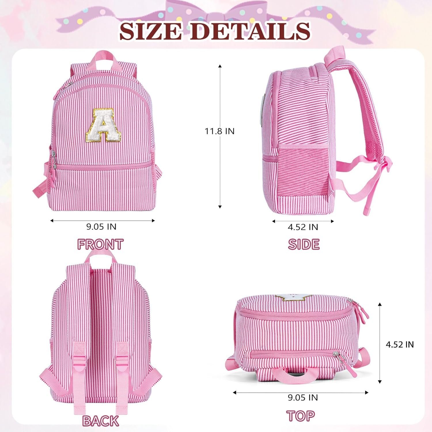 Custom Logo Personalized Initial Backpack Pink L Birthday Gift for Daughter Sister Private Label Manufacturer