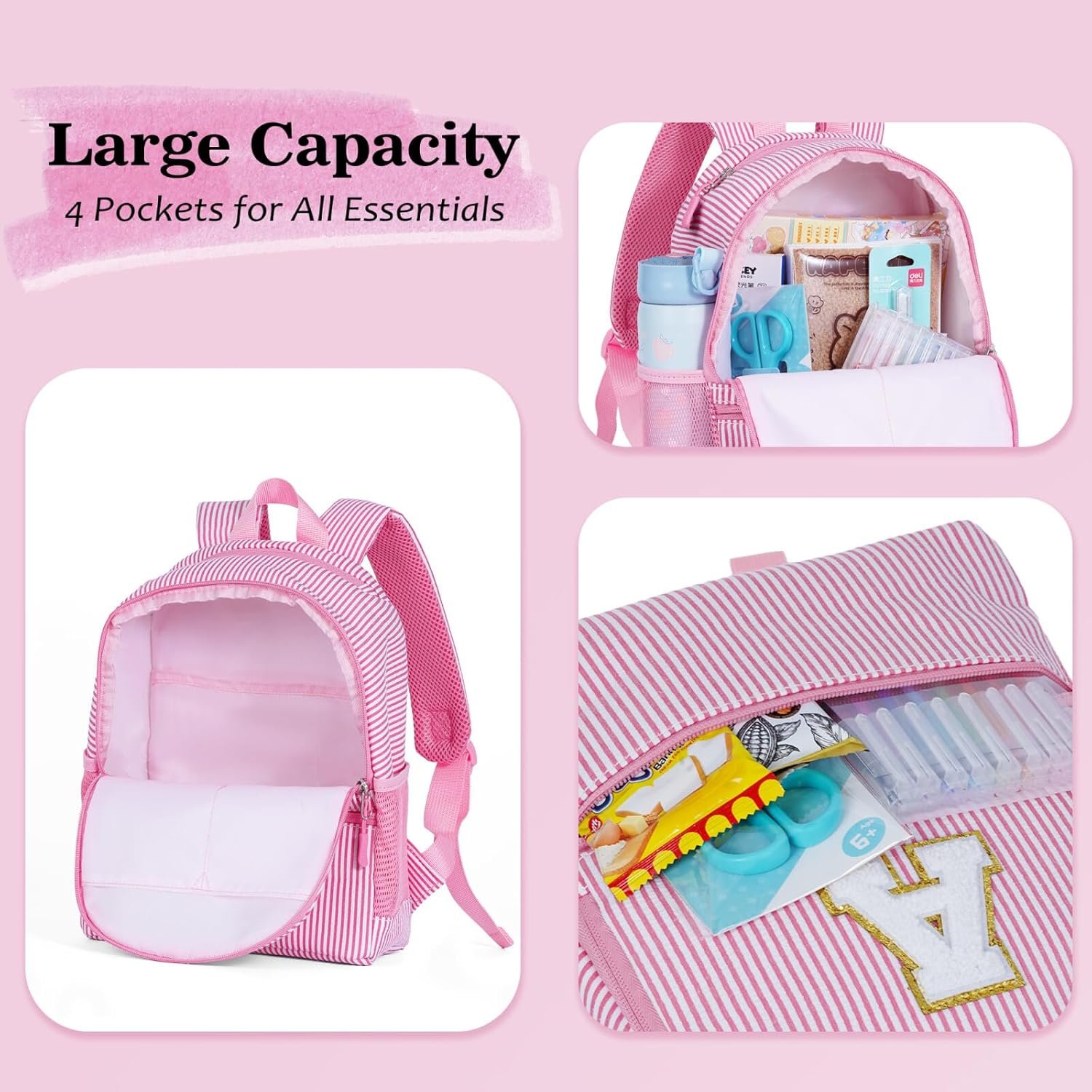 Custom Logo Personalized Initial Backpack Pink L Birthday Gift for Daughter Sister Private Label Manufacturer