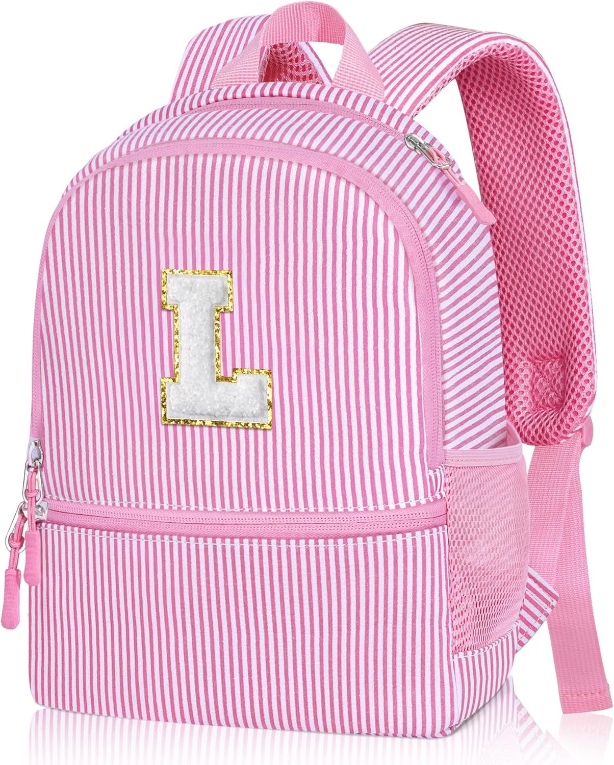 Custom Logo Personalized Initial Backpack Pink L Birthday Gift for Daughter Sister Private Label Manufacturer
